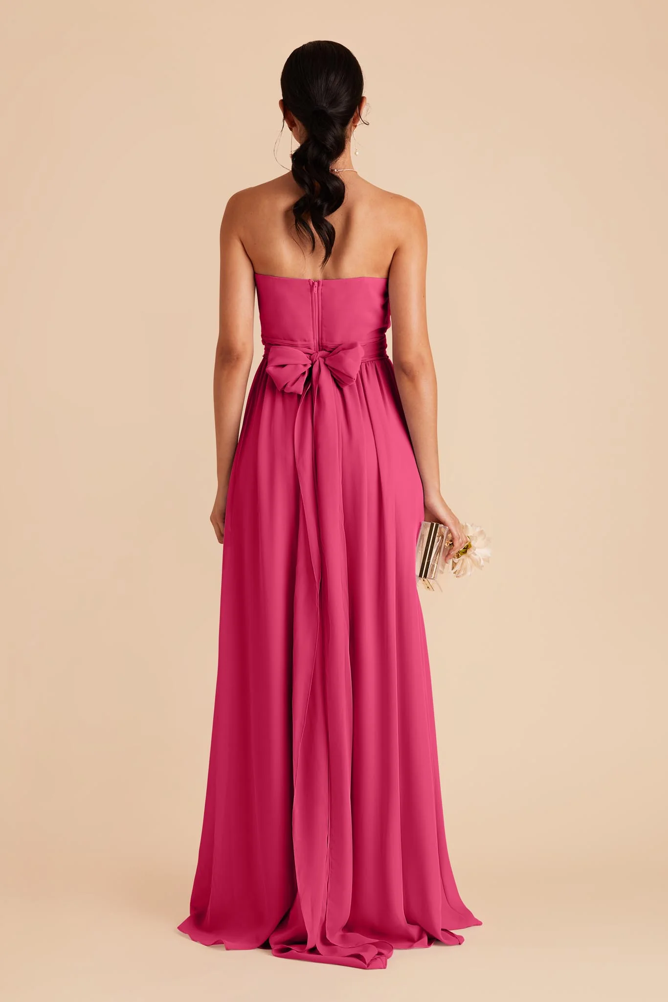 Grace Chiffon Dress With Slit - Fuchsia - Image 5