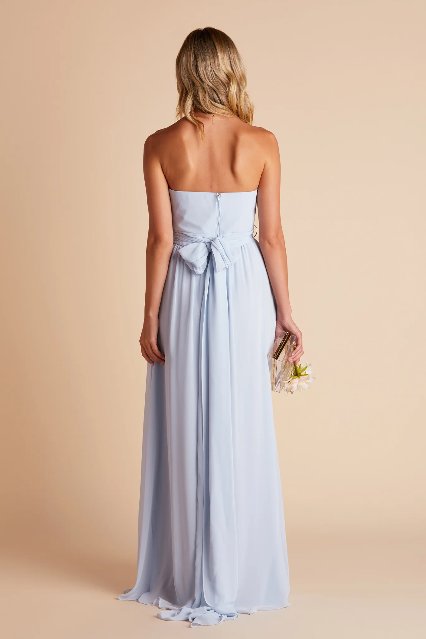Grace Chiffon Dress With Slit - Ice Blue - Image 7