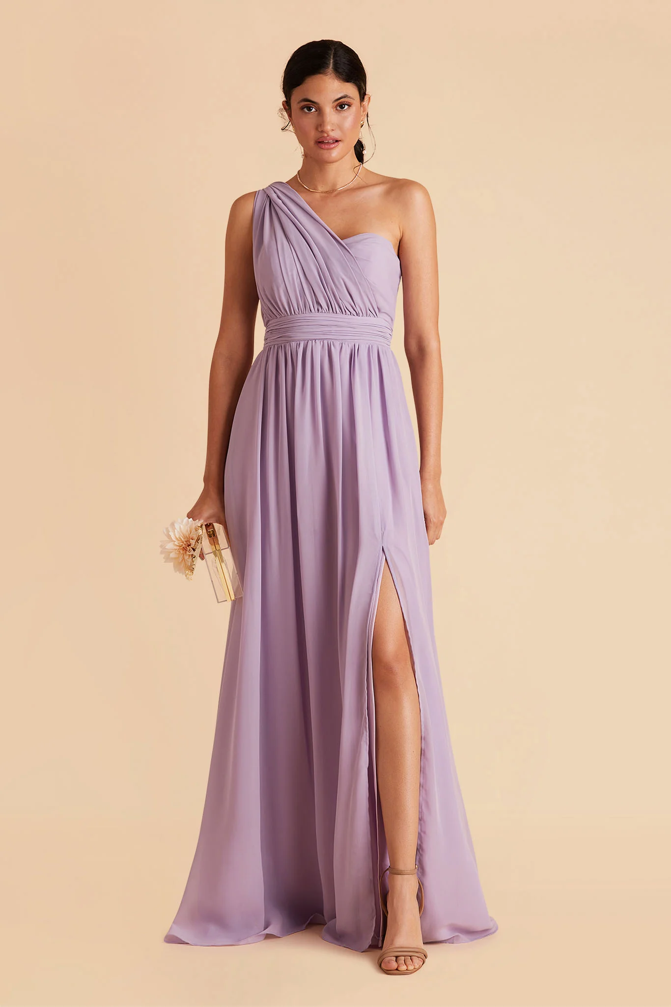 Grace Chiffon Dress With Slit - Lavender - Image 3