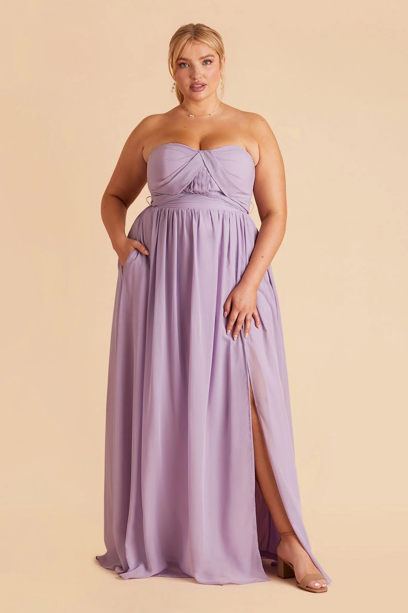 Grace Chiffon Dress With Slit - Lavender - Image 6