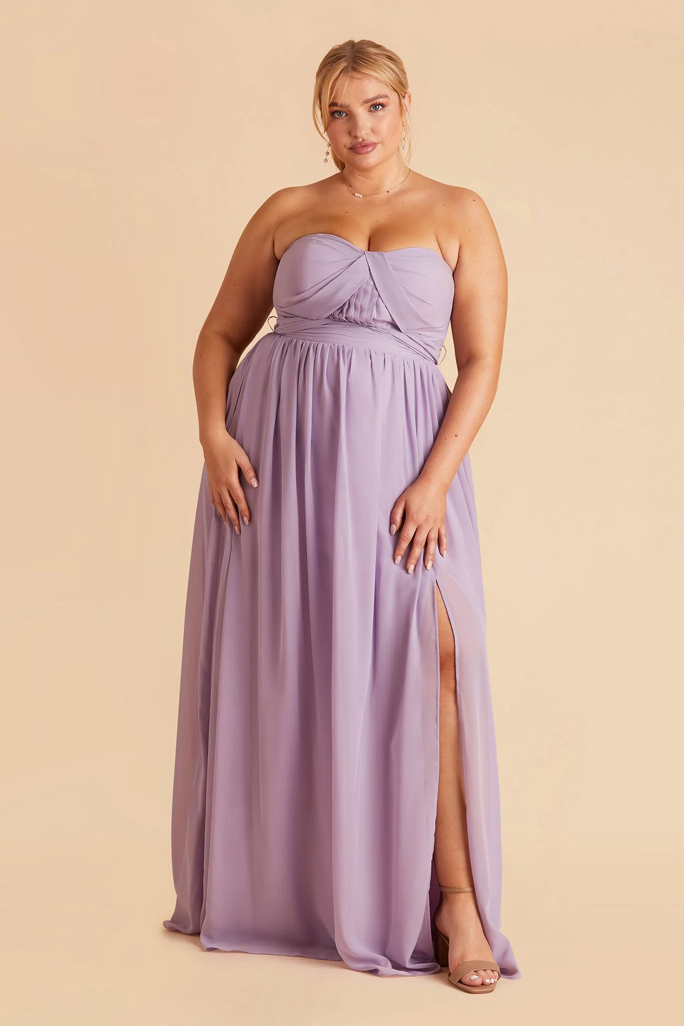 Grace Chiffon Dress With Slit - Lavender - Image 7