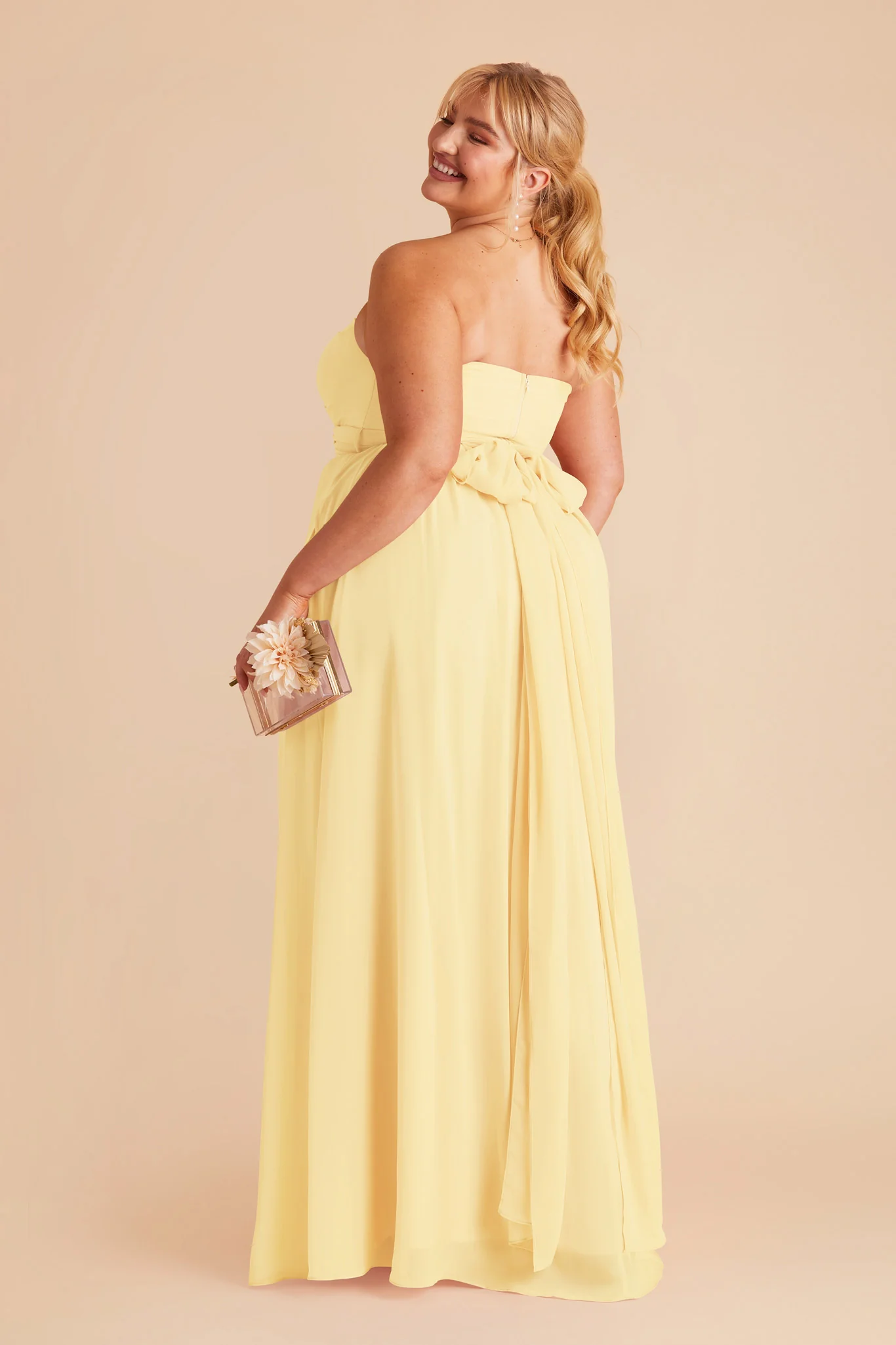Grace Chiffon Dress With Slit - Lemon Sorbet - Image 5