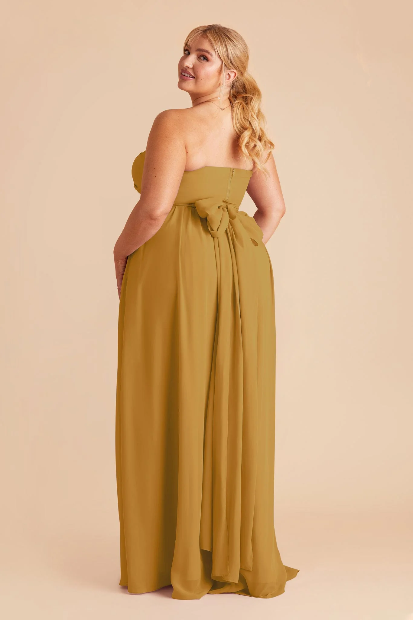 Grace Chiffon Dress With Slit - Marigold - Image 6