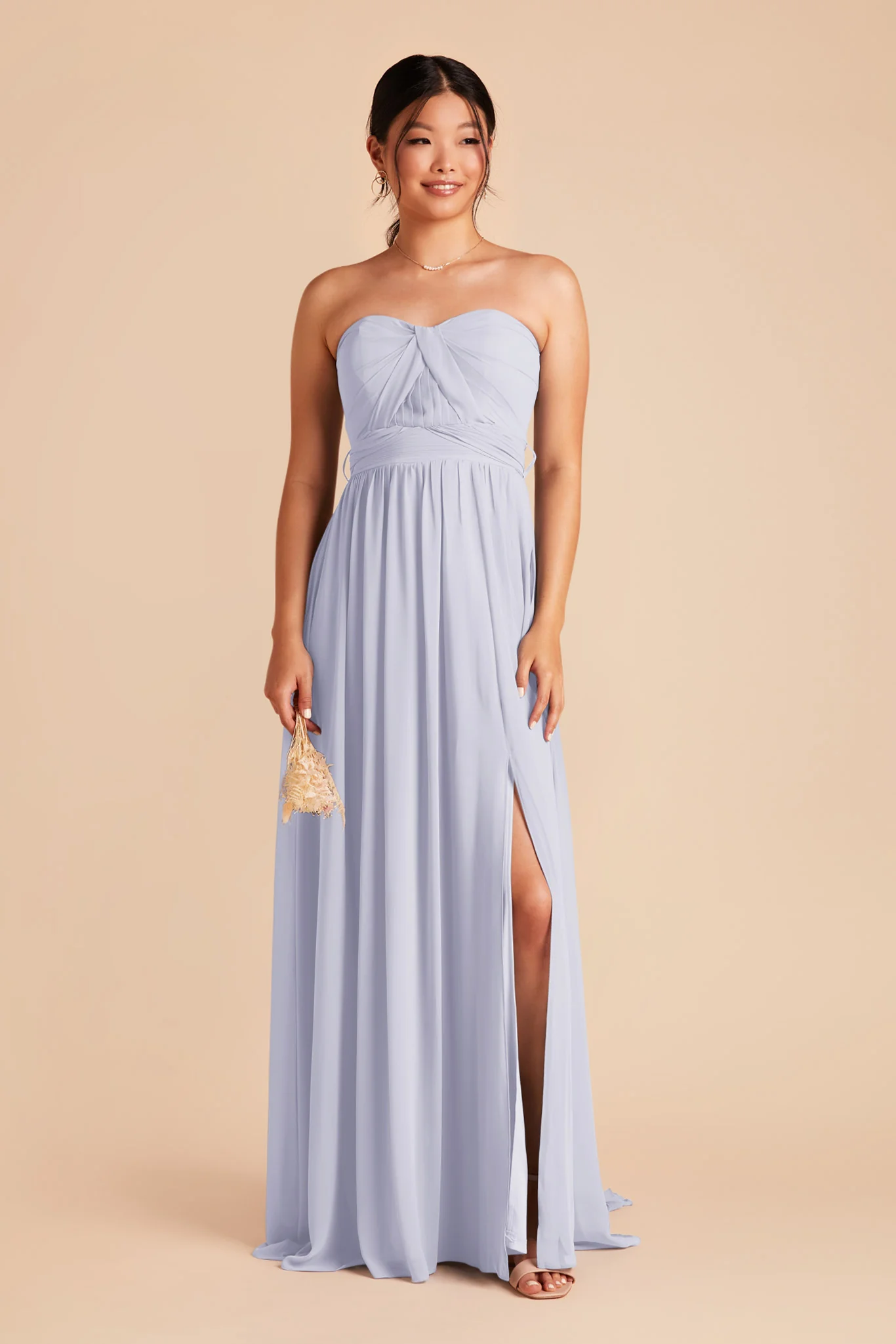 Grace Chiffon Dress With Slit - Periwinkle Blue - Image 4