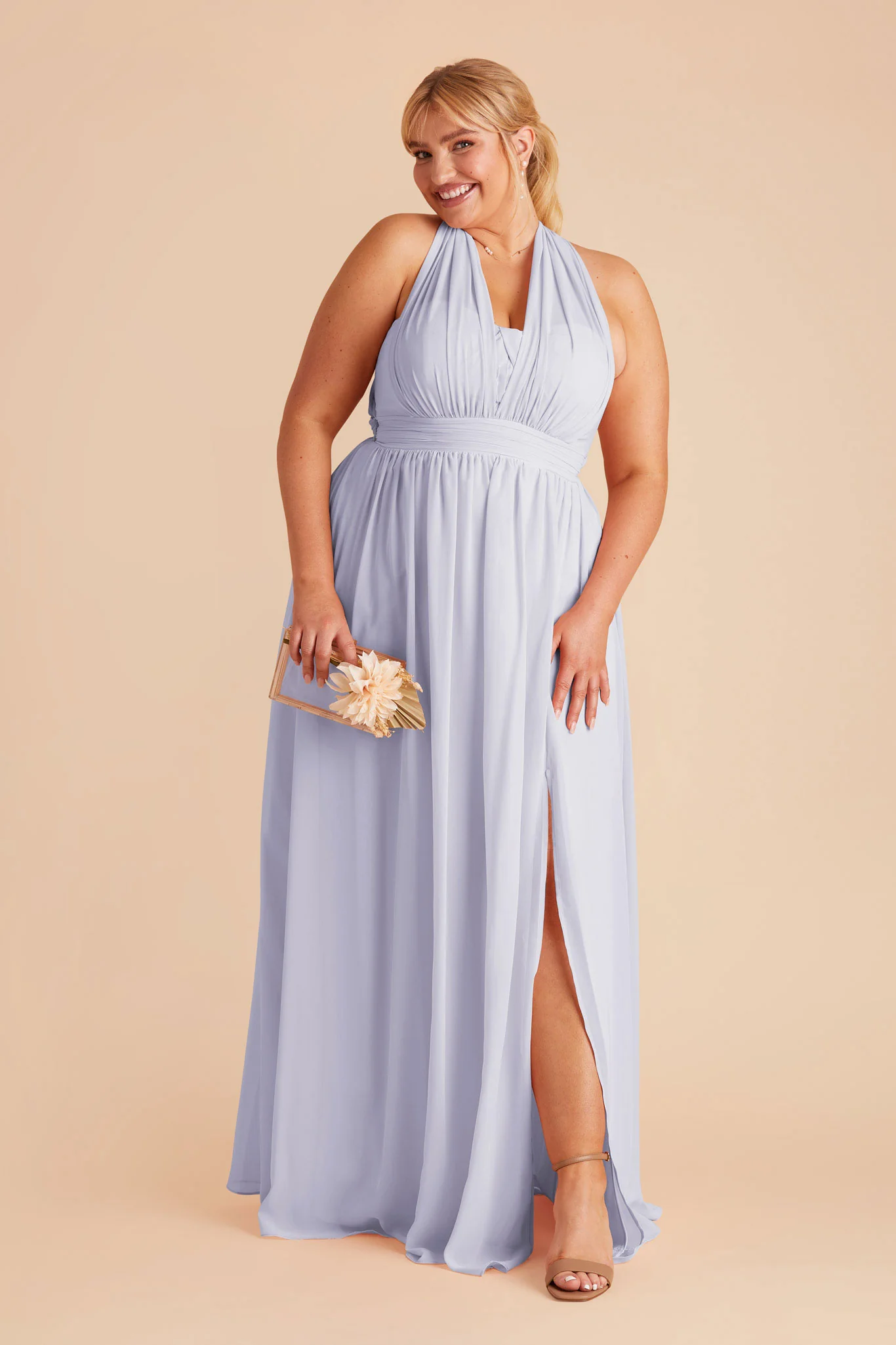 Grace Chiffon Dress With Slit - Periwinkle Blue - Image 7