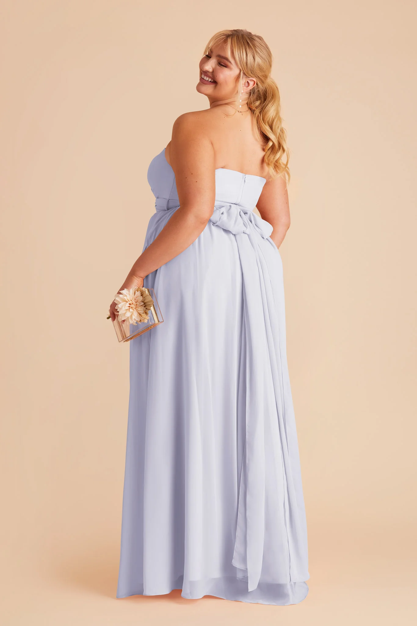 Grace Chiffon Dress With Slit - Periwinkle Blue - Image 8