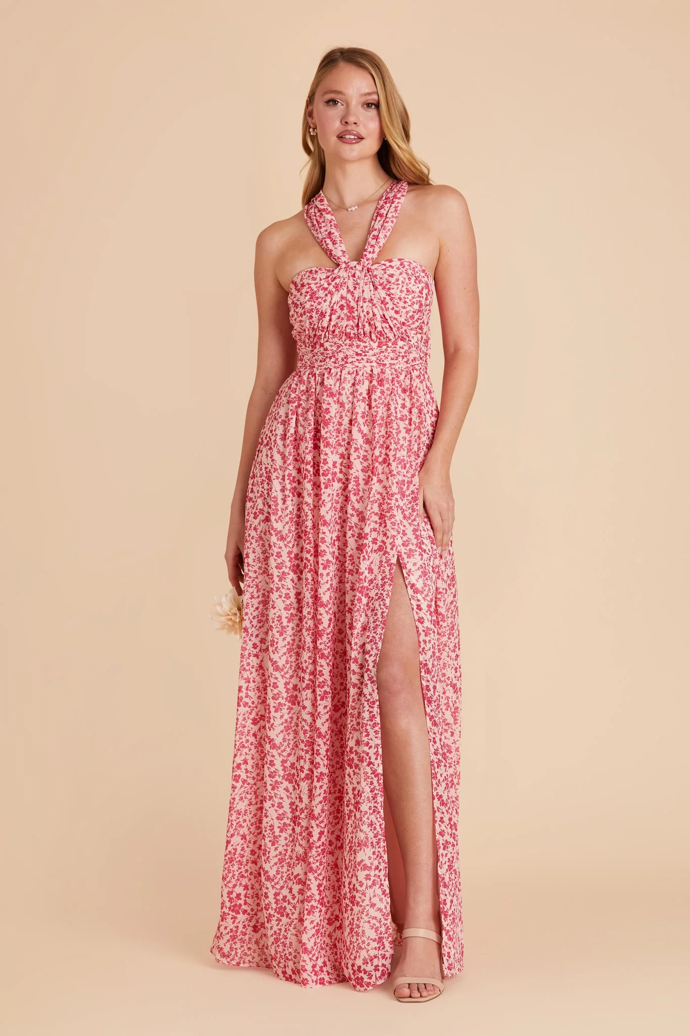 Grace Chiffon Dress With Slit - Pink Dreamy Ditsy - Image 9