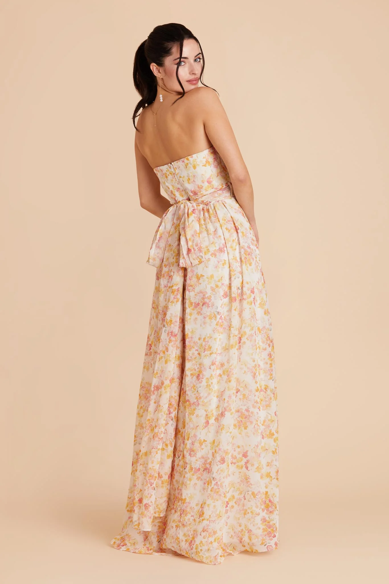 Grace Chiffon Dress With Slit - Pressed Floral - Image 10