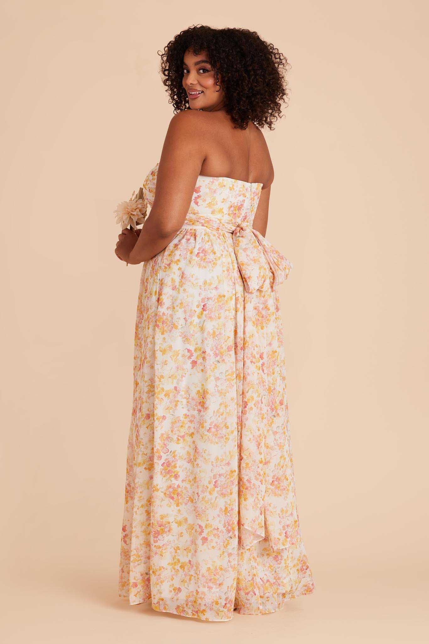 Grace Chiffon Dress With Slit - Pressed Floral - Image 19
