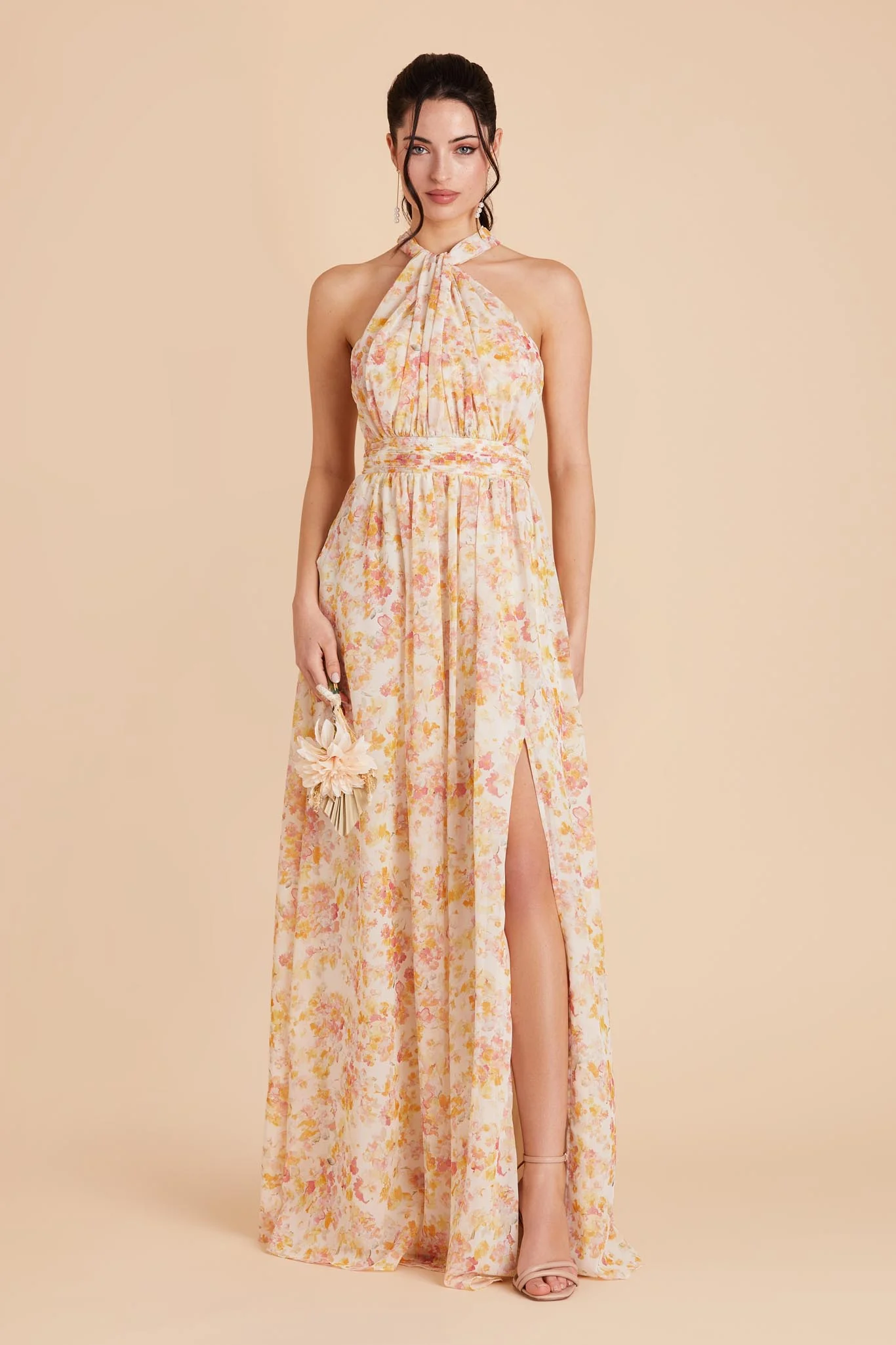 Grace Chiffon Dress With Slit - Pressed Floral - Image 2