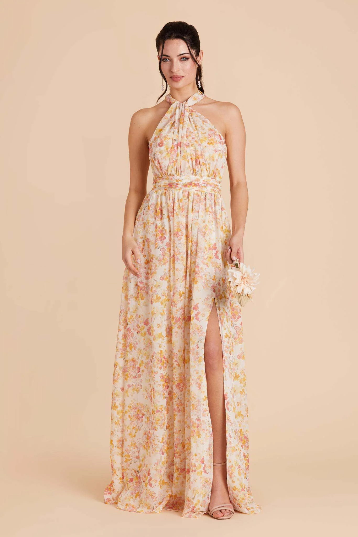 Grace Chiffon Dress With Slit - Pressed Floral - Image 7