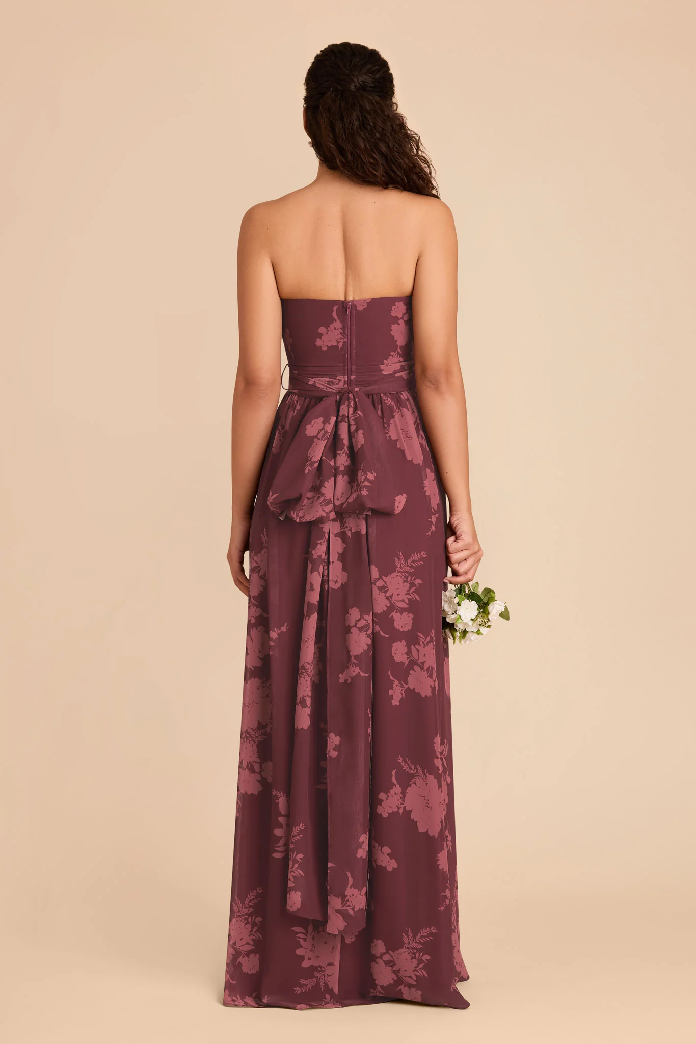 Grace Chiffon Dress With Slit - Sangria Whimsical Blooms - Image 7