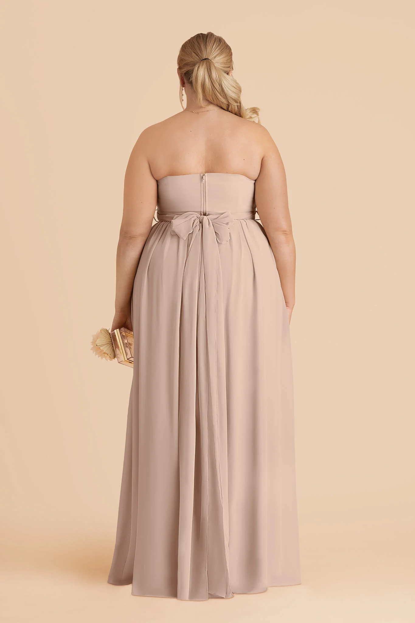 Grace Chiffon Dress With Slit - Taupe - Image 3