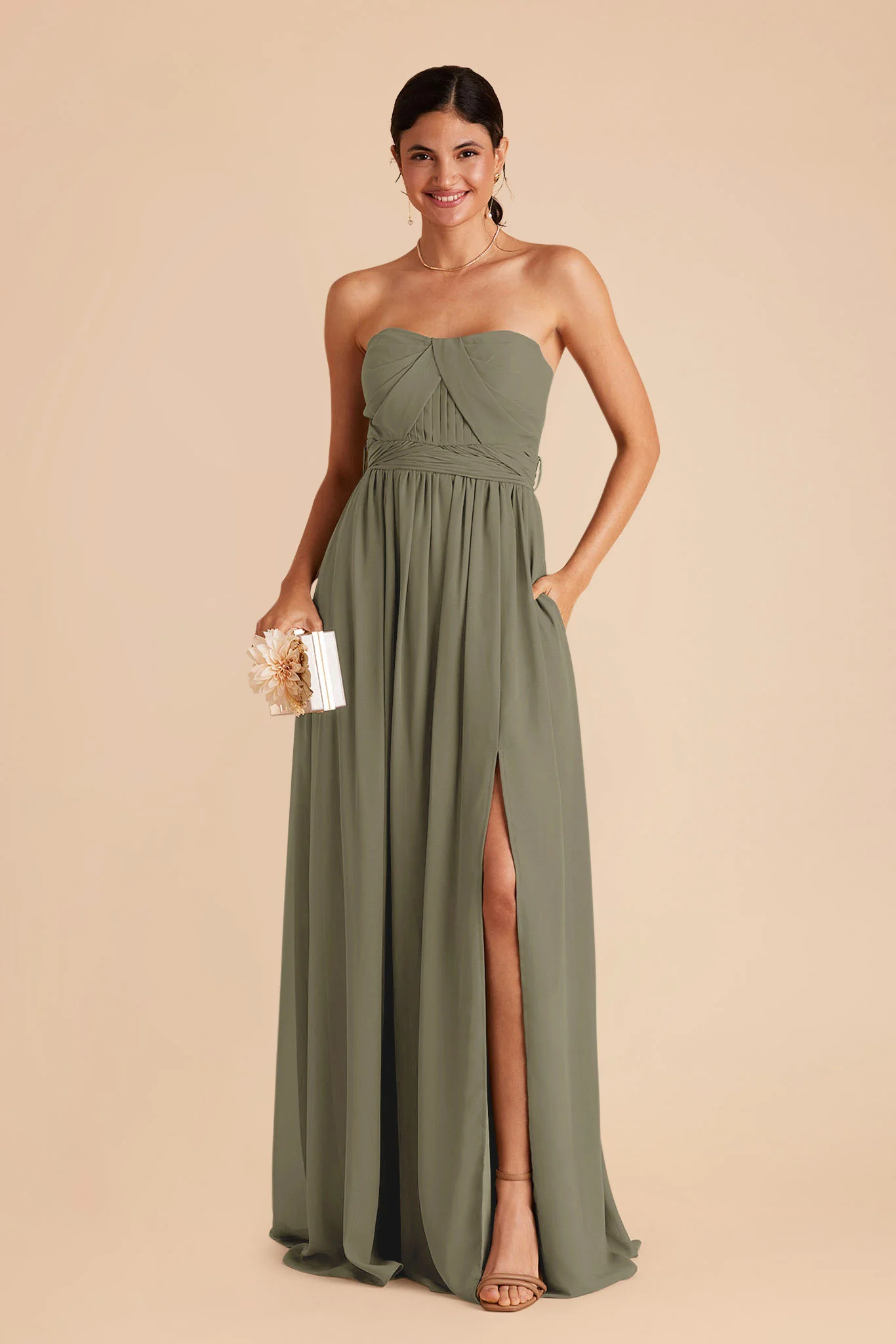 Grace Chiffon Dress With Slit - Thyme