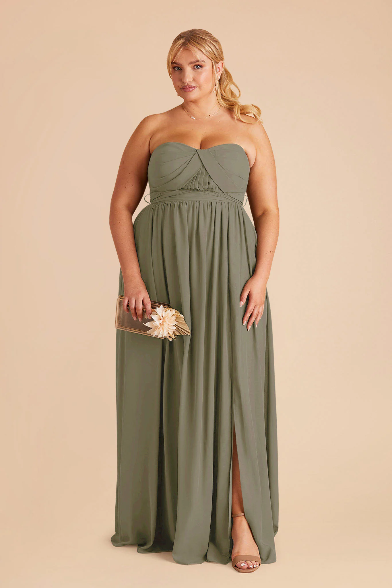 Grace Chiffon Dress With Slit - Thyme - Image 12