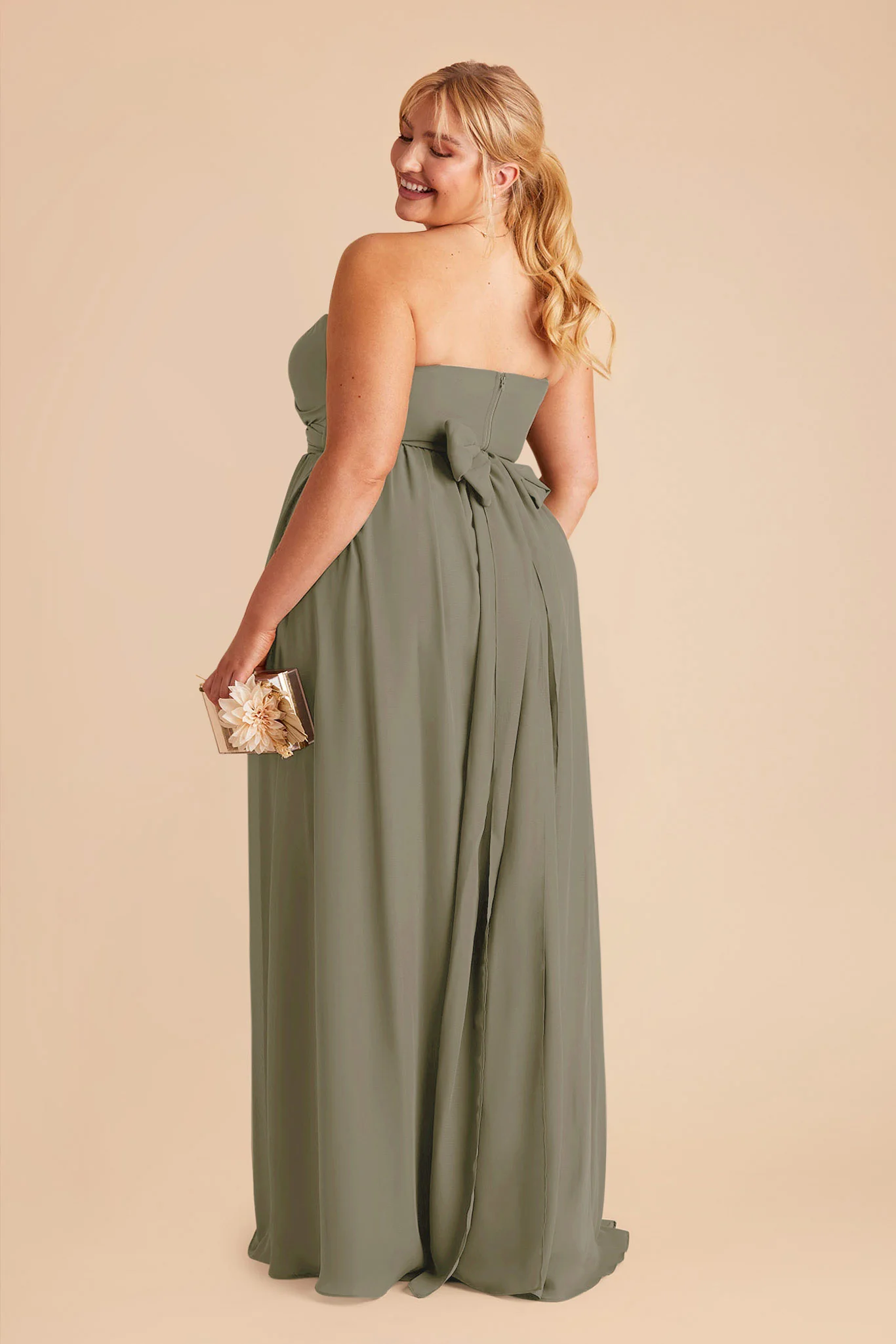 Grace Chiffon Dress With Slit - Thyme - Image 18