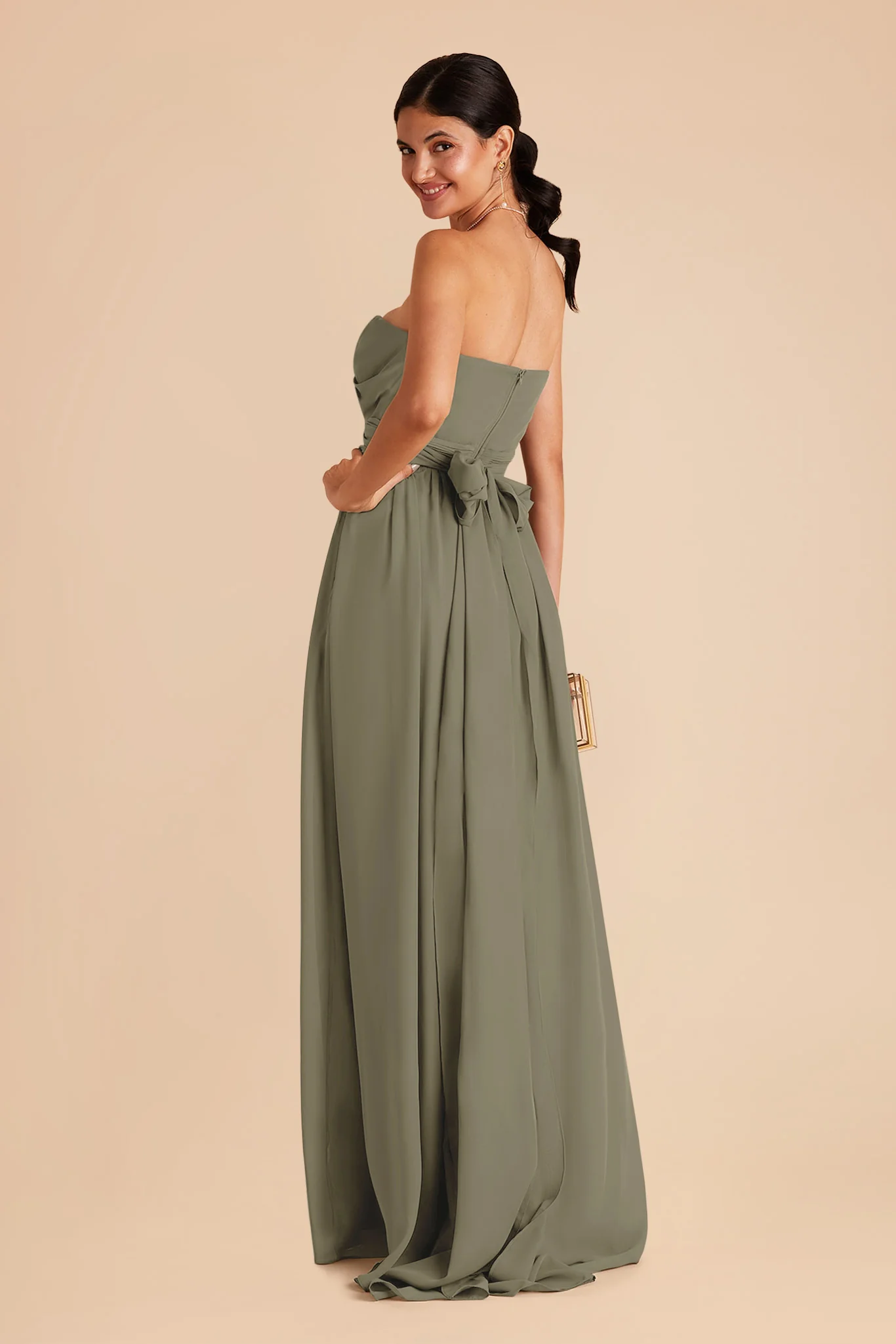 Grace Chiffon Dress With Slit - Thyme - Image 9