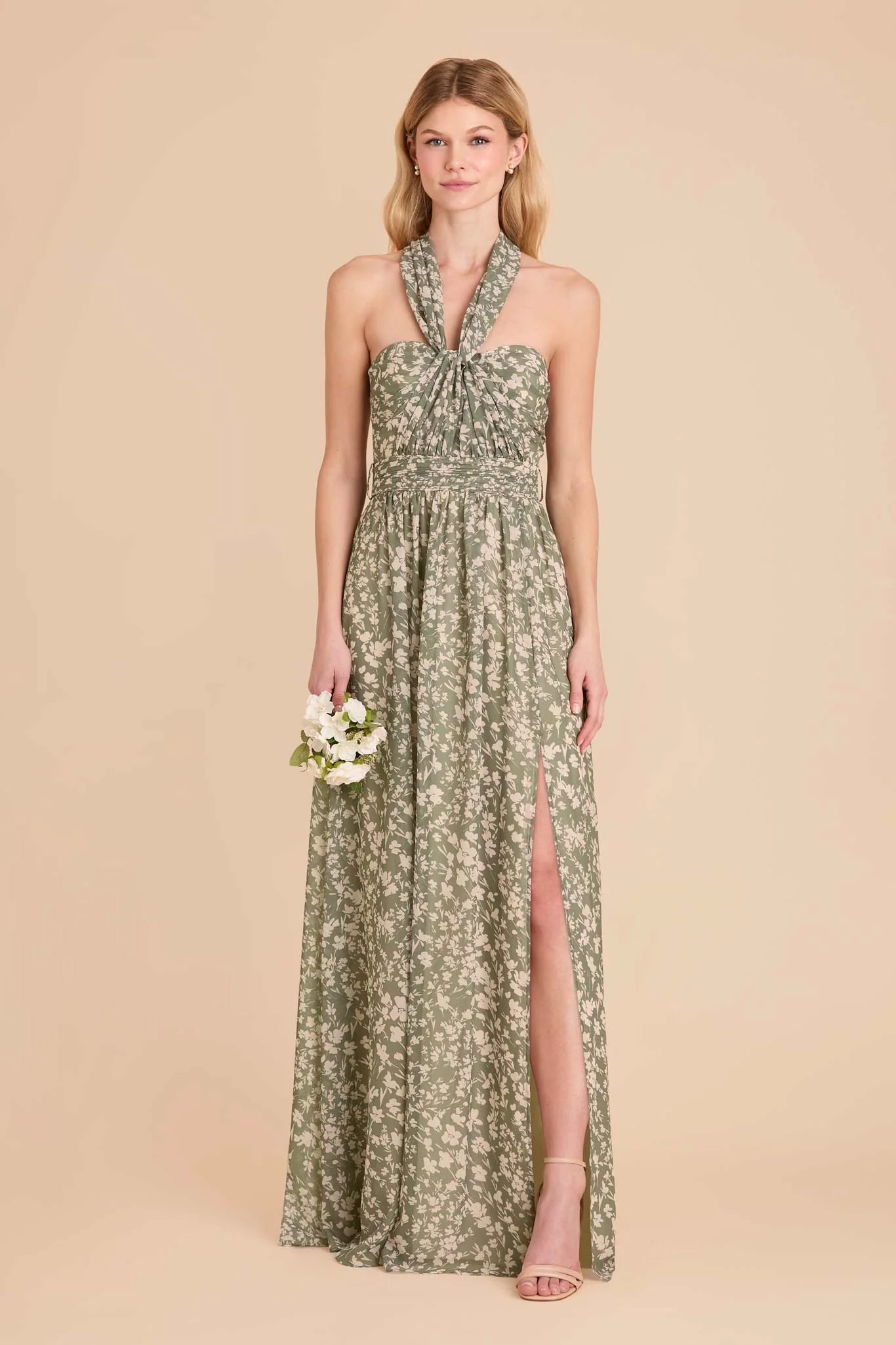 Grace Chiffon Dress With Slit - Thyme Dreamy Floral - Image 3