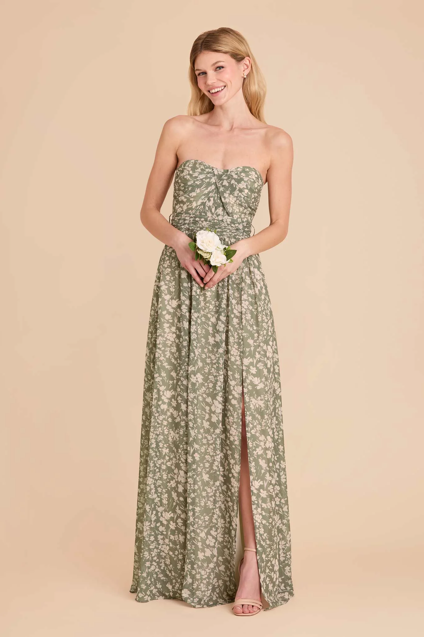 Grace Chiffon Dress With Slit - Thyme Dreamy Floral - Image 4