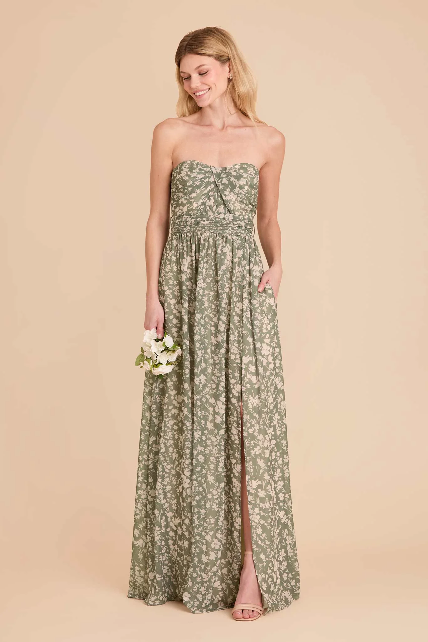 Grace Chiffon Dress With Slit - Thyme Dreamy Floral - Image 5