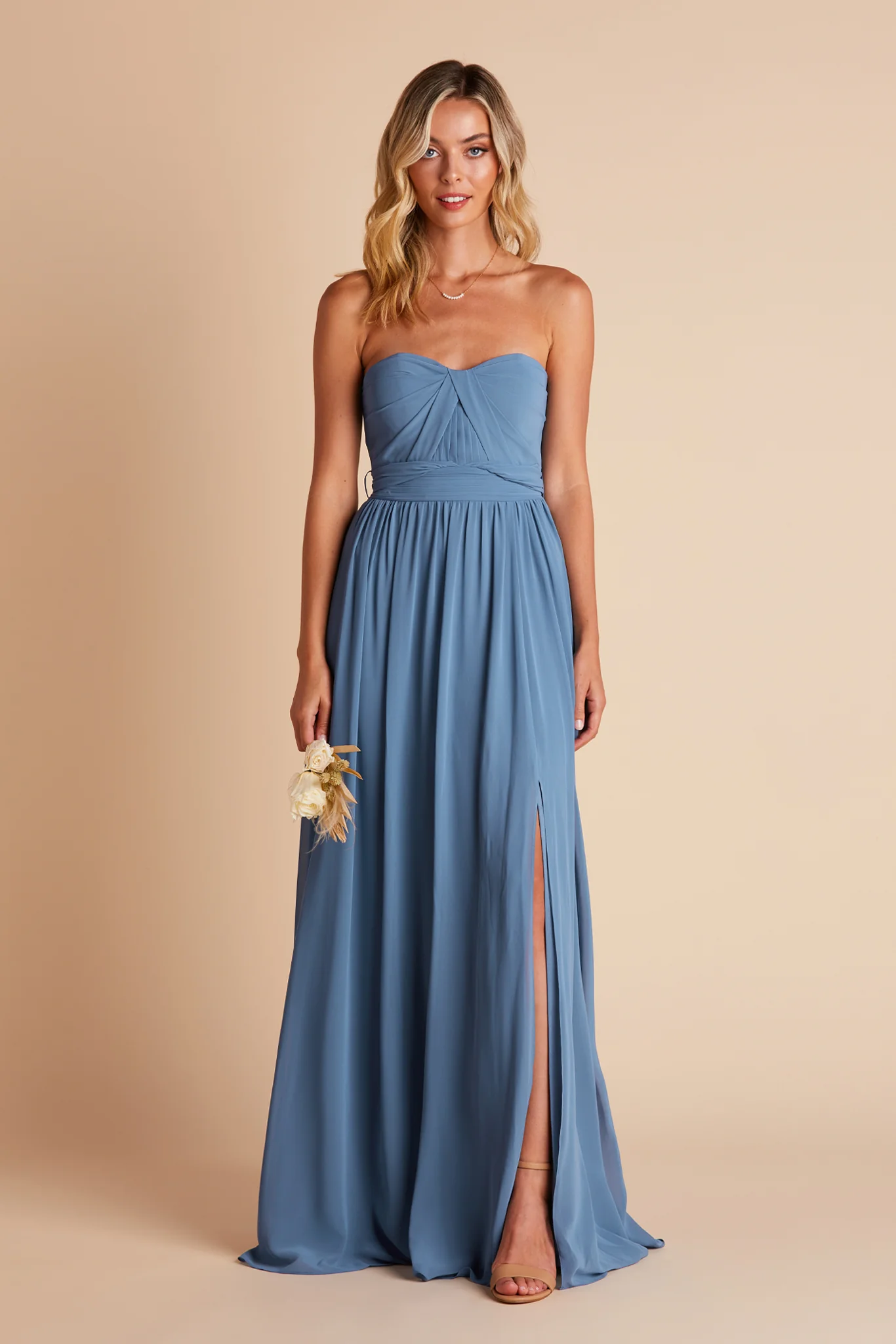 Grace Chiffon Dress With Slit - Twilight
