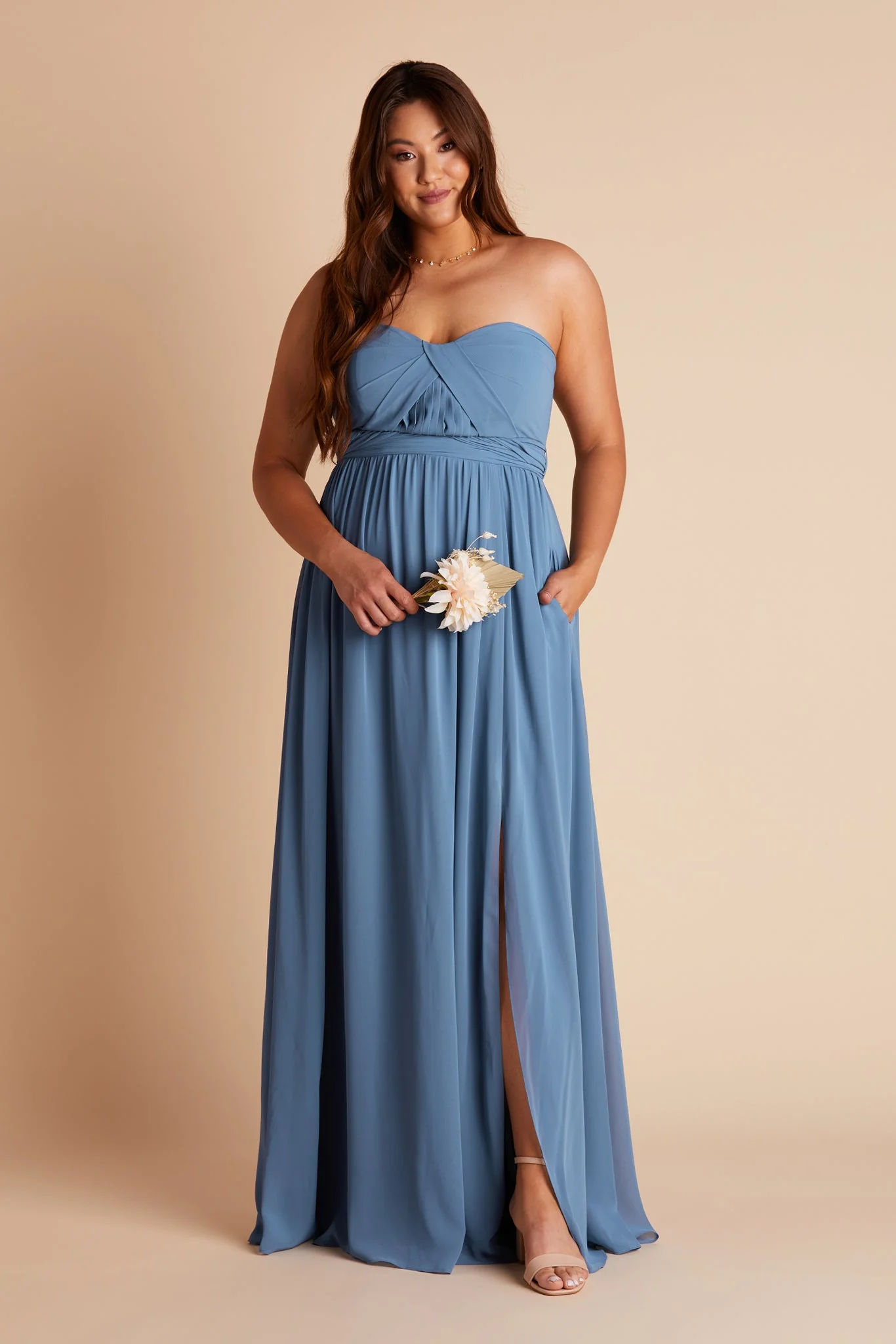 Grace Chiffon Dress With Slit - Twilight - Image 13