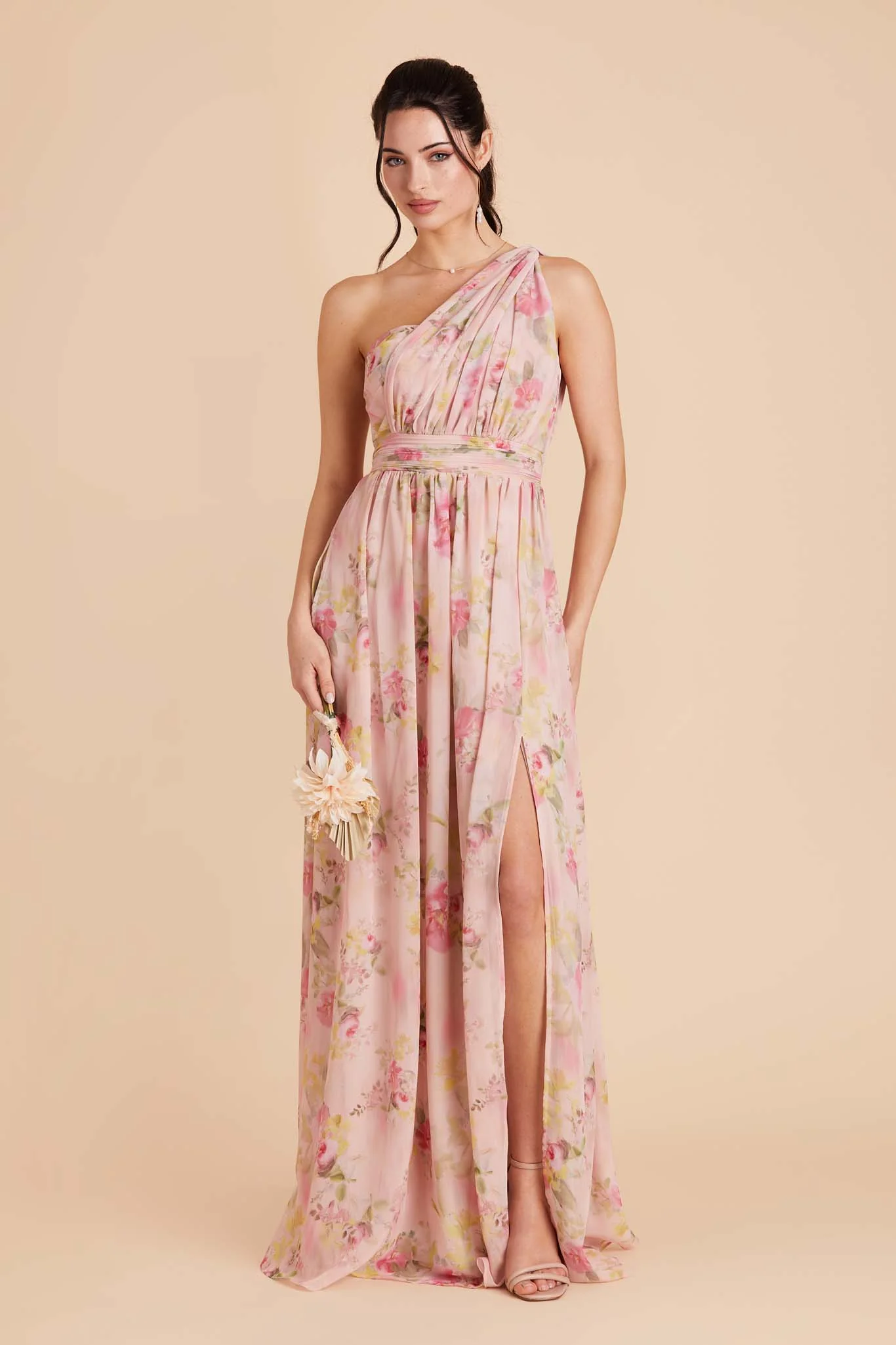 Grace Chiffon Dress With Slit - Vintage Pink Floral - Image 12