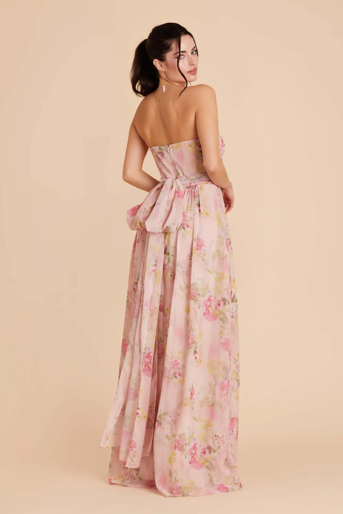 Grace Chiffon Dress With Slit - Vintage Pink Floral - Image 13