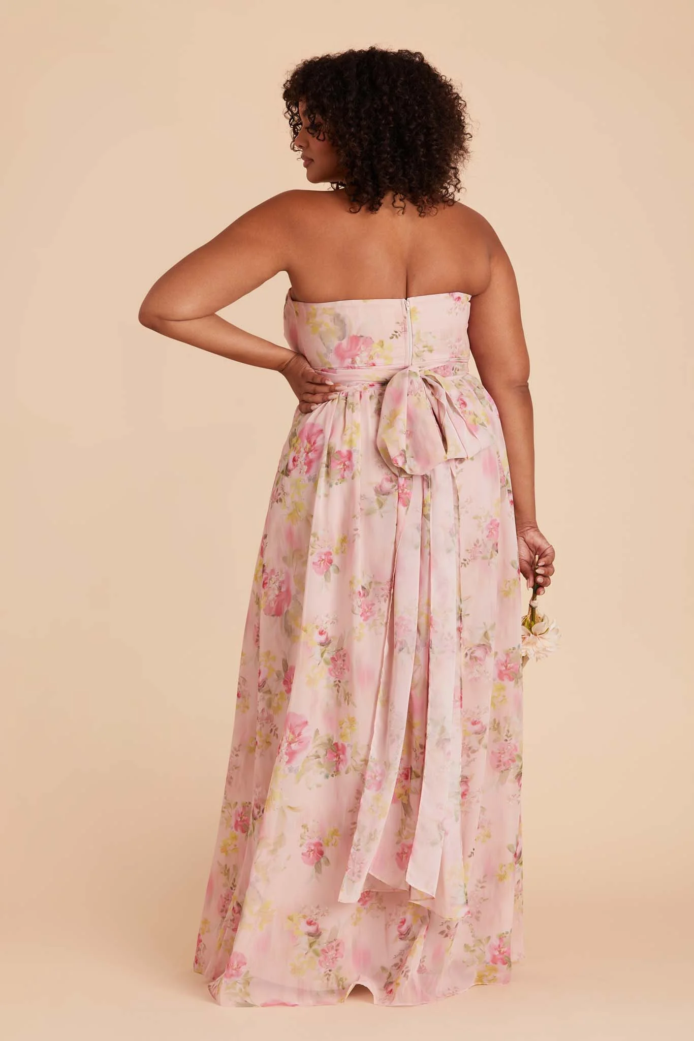 Grace Chiffon Dress With Slit - Vintage Pink Floral - Image 17