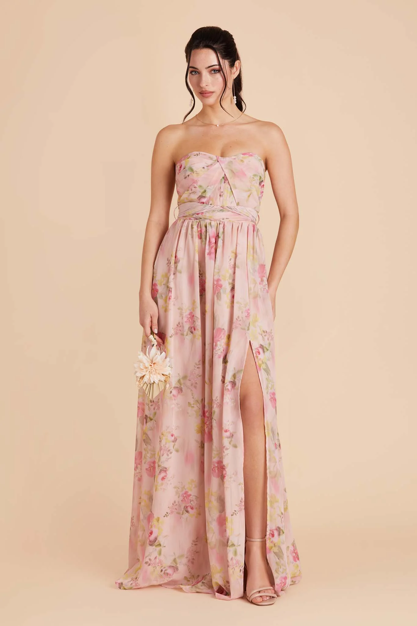 Grace Chiffon Dress With Slit - Vintage Pink Floral - Image 8