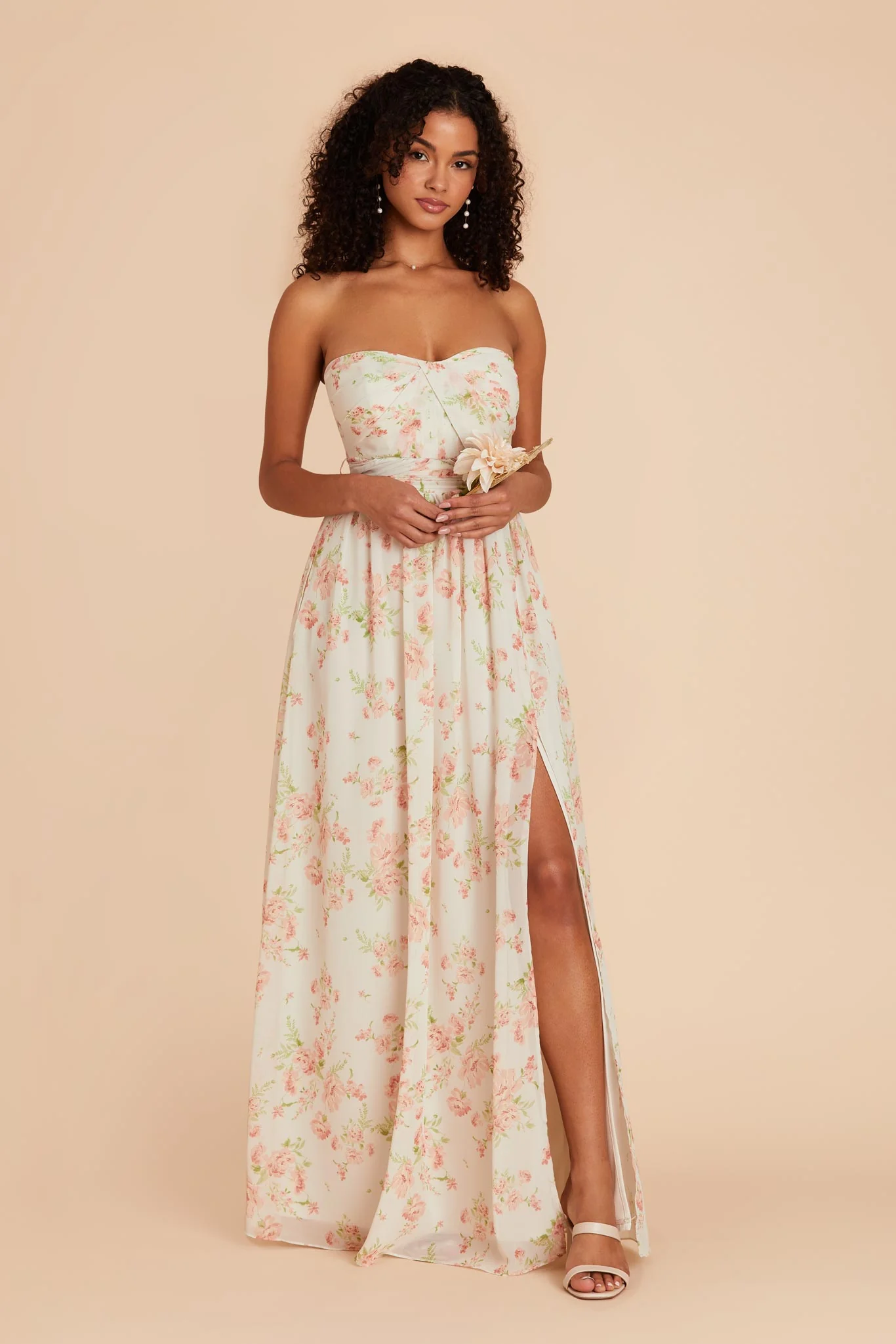 Grace Chiffon Dress With Slit - Whimsical Blooms