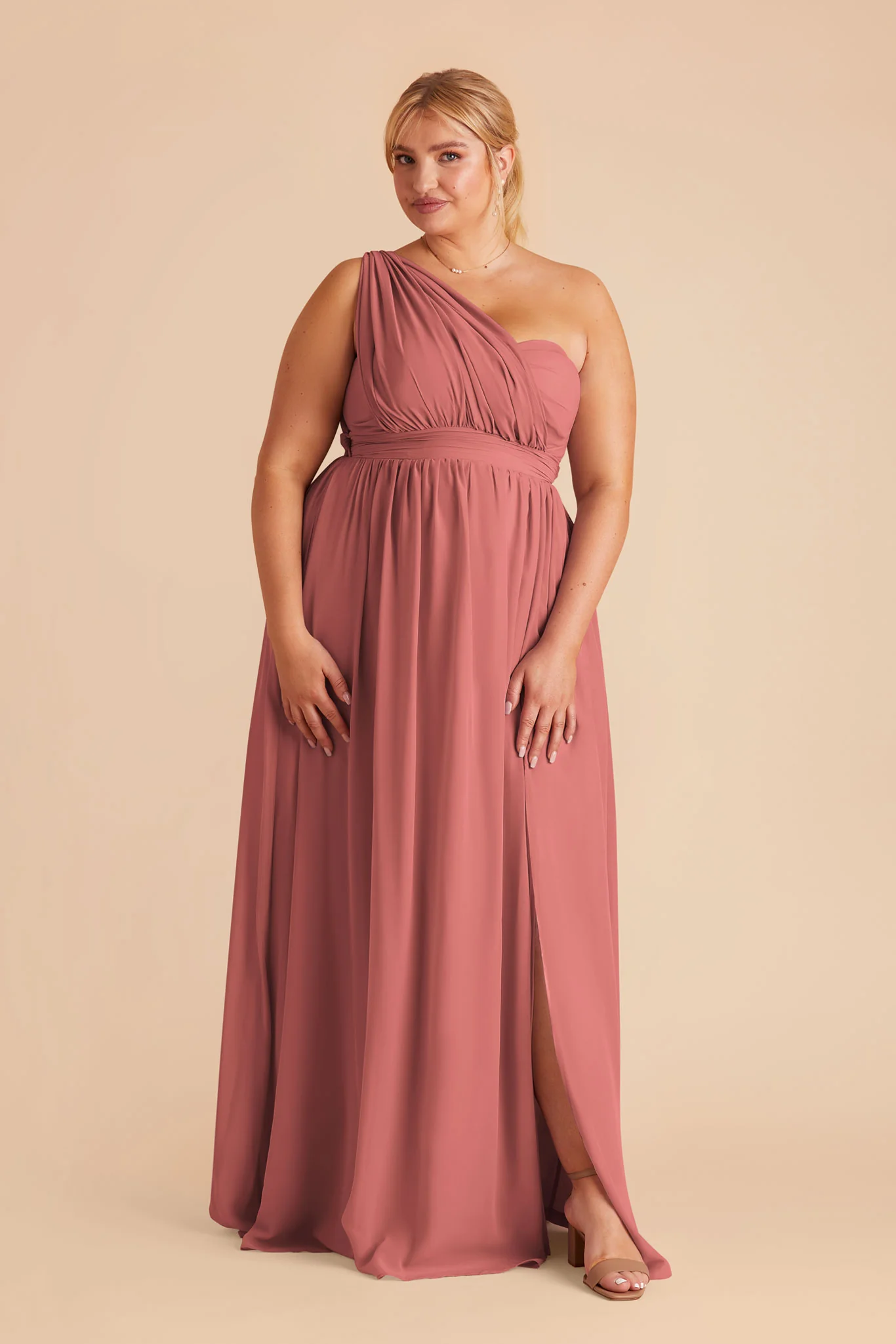 Grace Chiffon Dress With Slit - Wild Rose - Image 2