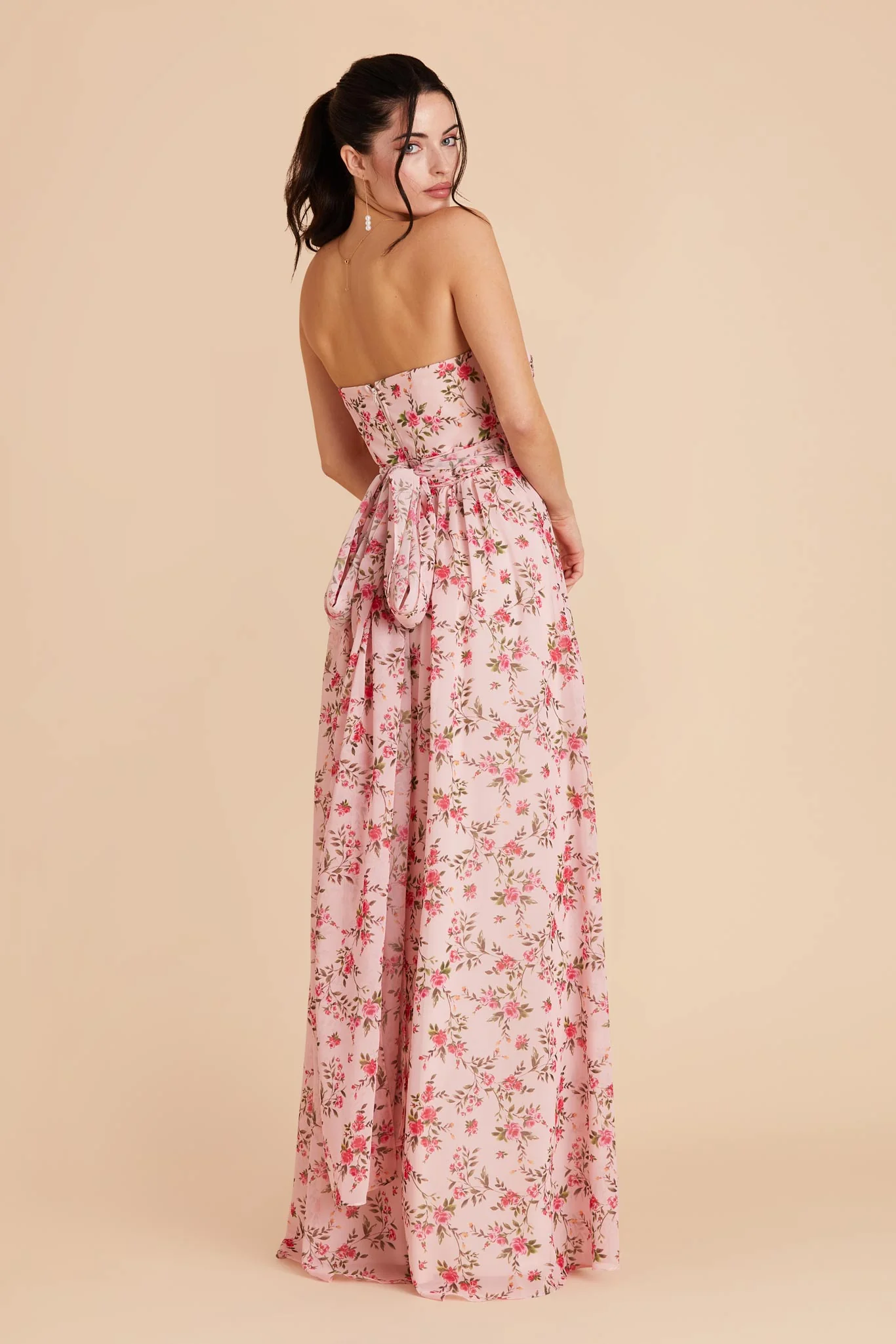 Grace Chiffon Dress With Slit - Wild Rose Garden - Image 10