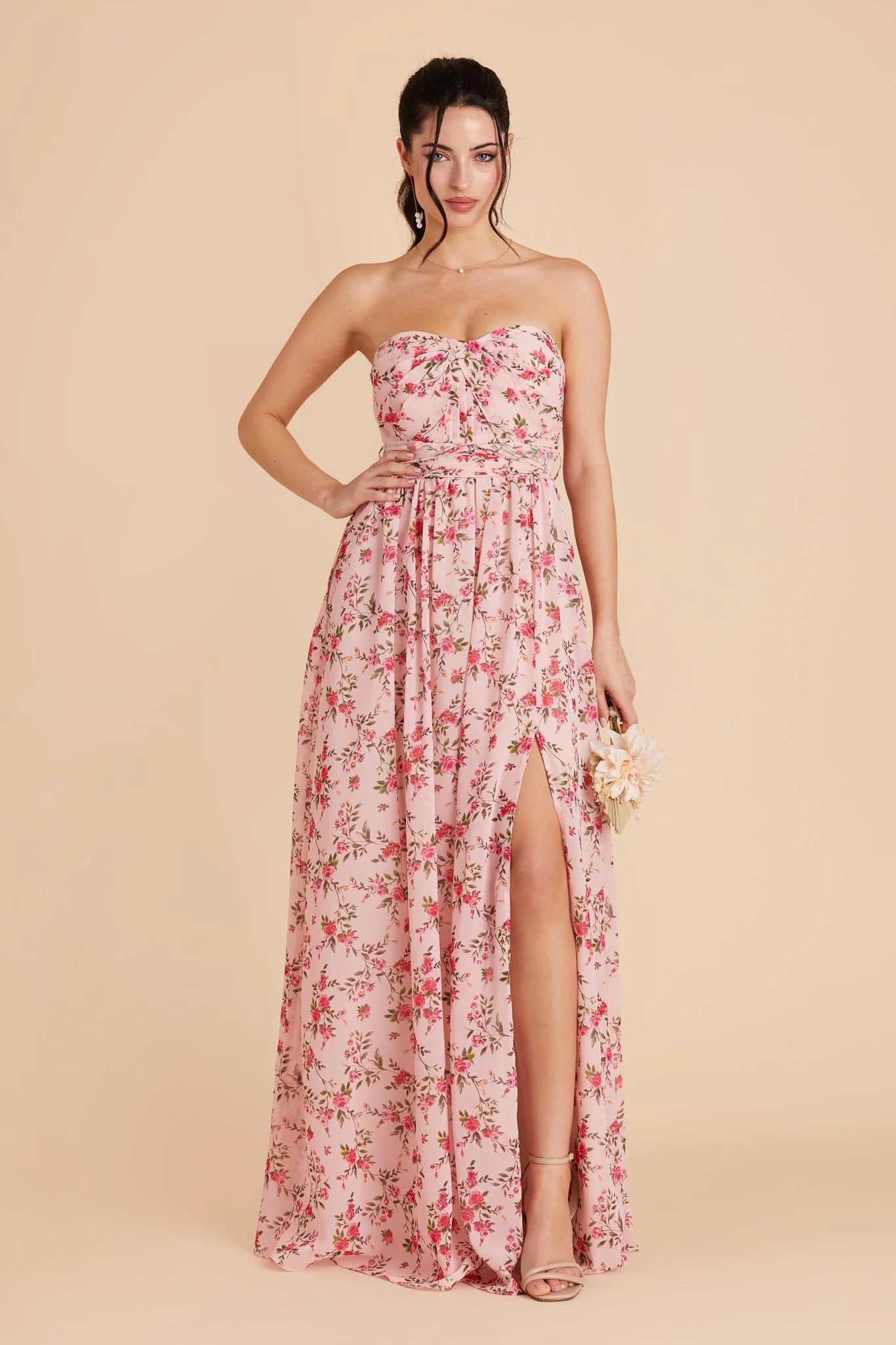 Grace Chiffon Dress With Slit - Wild Rose Garden - Image 3