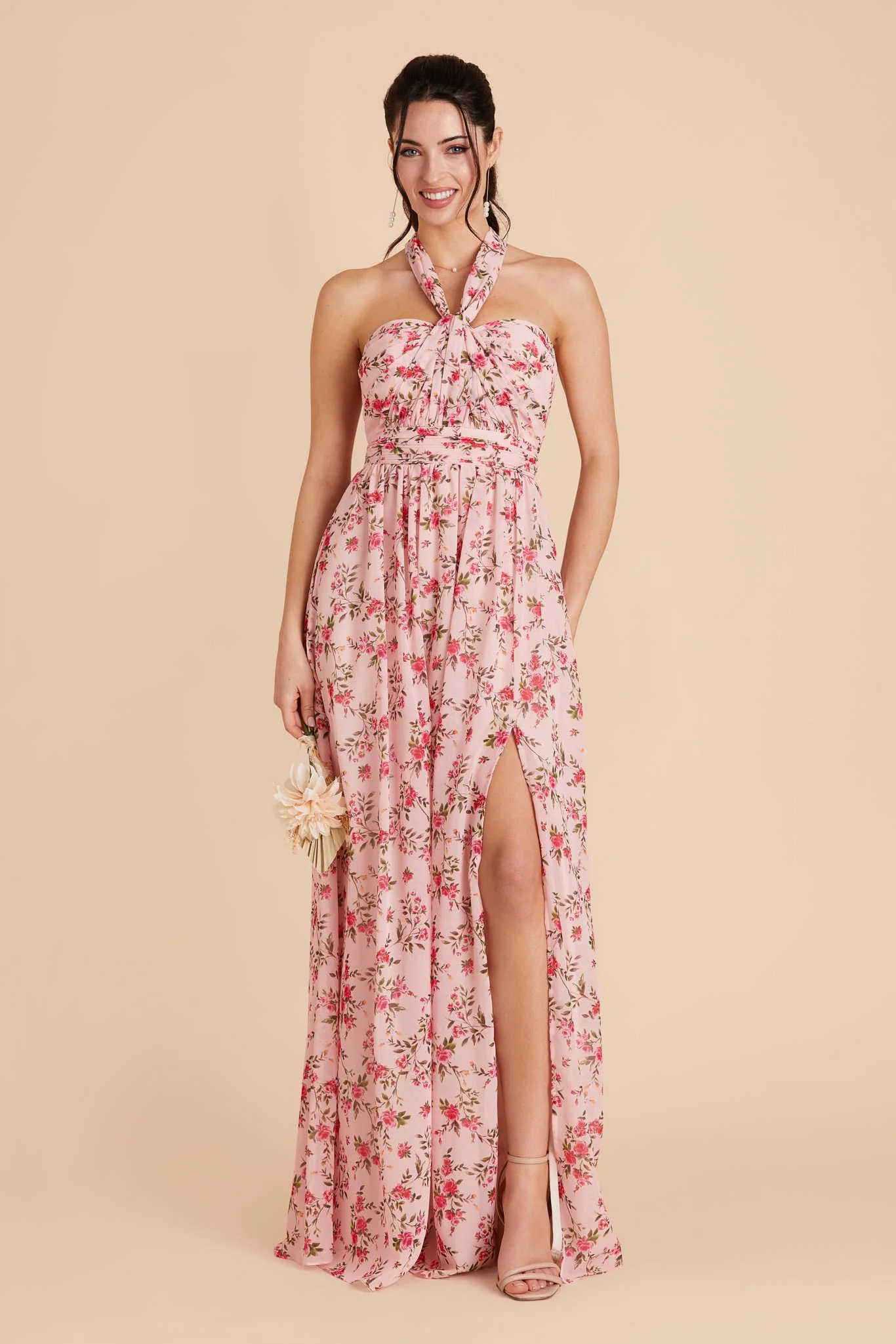 Grace Chiffon Dress With Slit - Wild Rose Garden - Image 4
