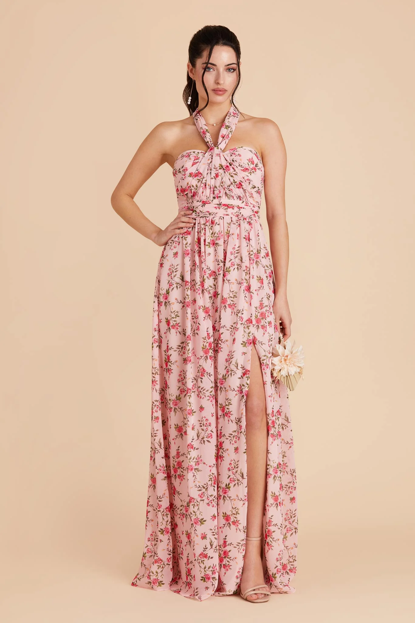 Grace Chiffon Dress With Slit - Wild Rose Garden - Image 8