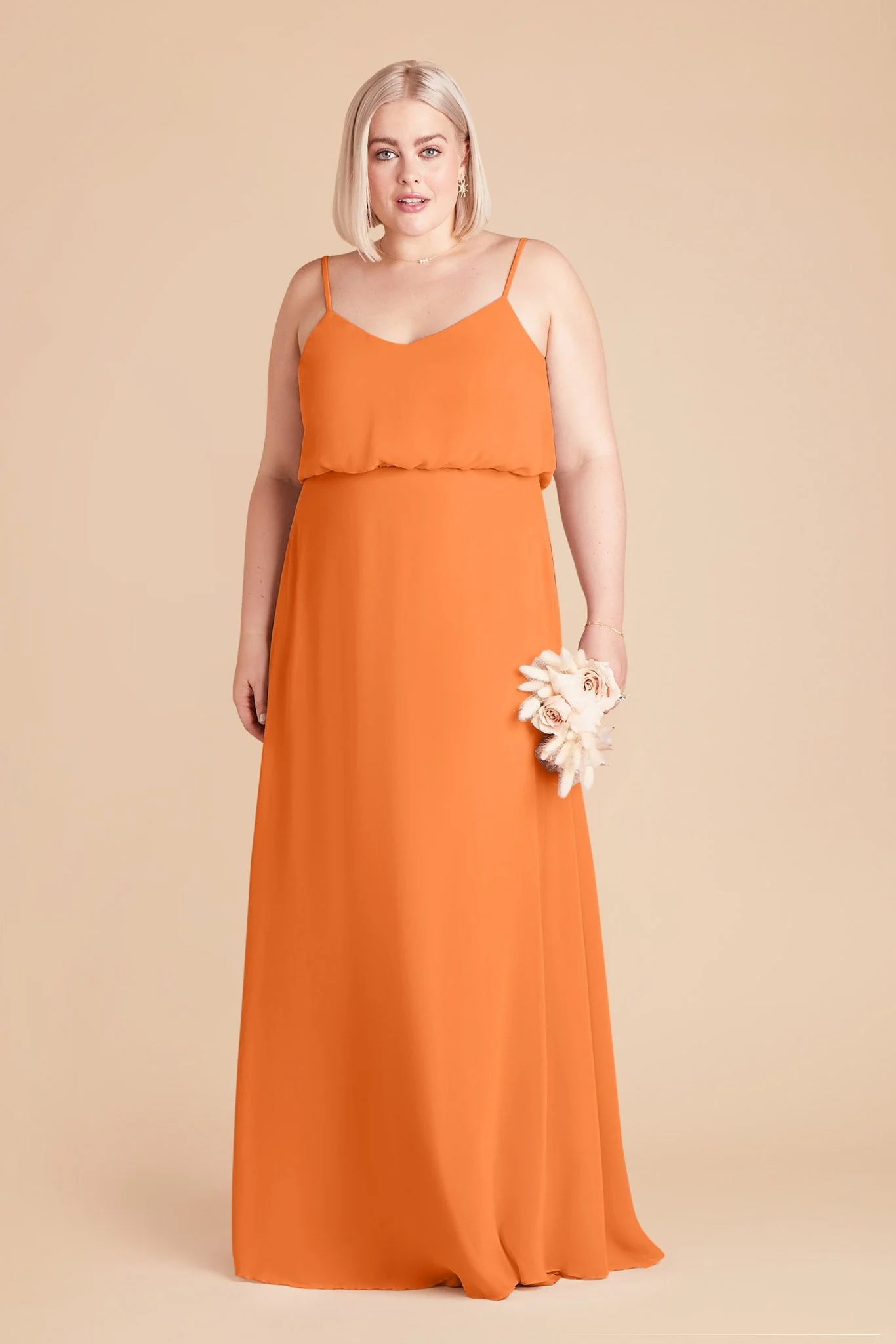 Gwennie Chiffon Dress - Apricot - Image 2