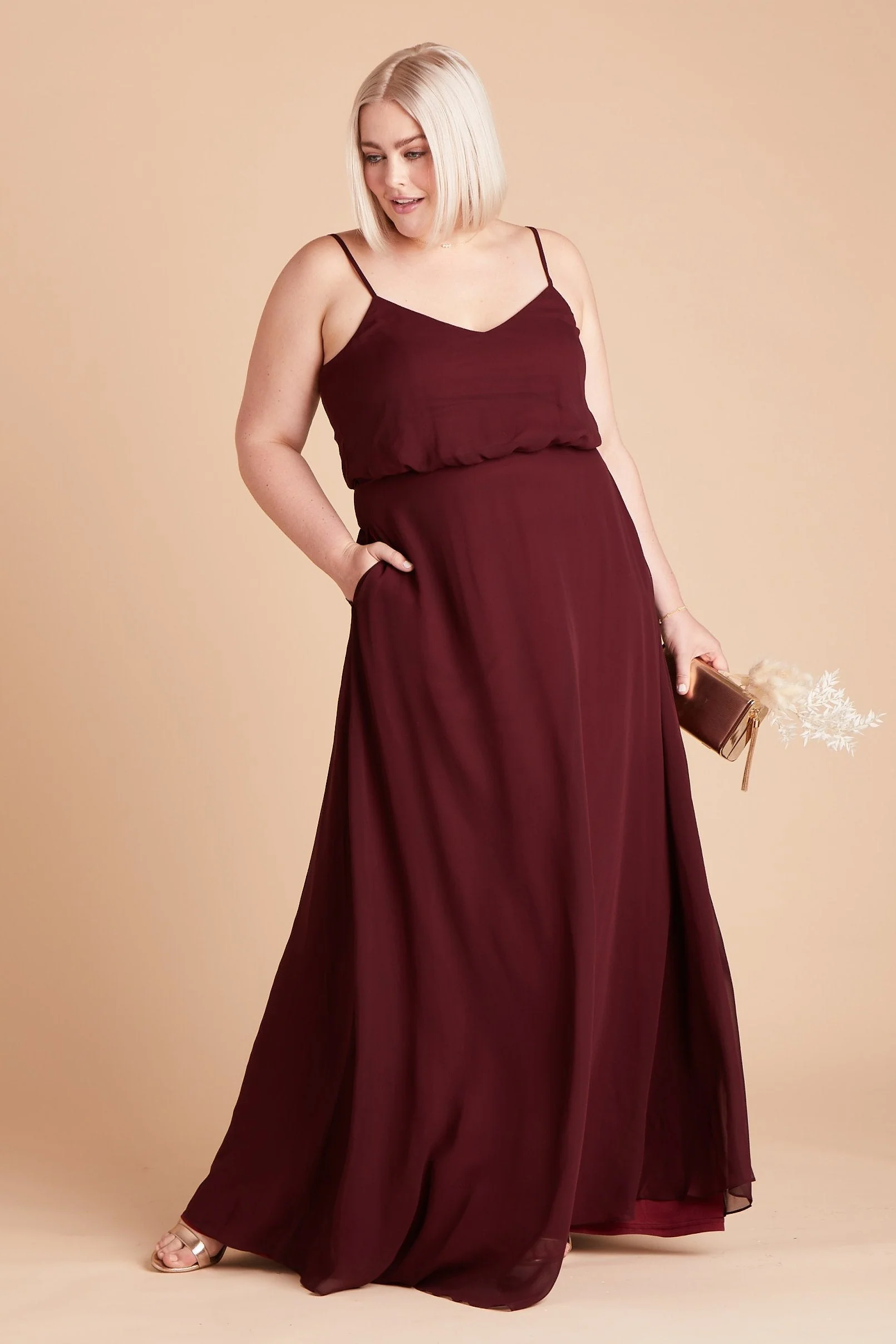 Gwennie Chiffon Dress - Cabernet - Image 9