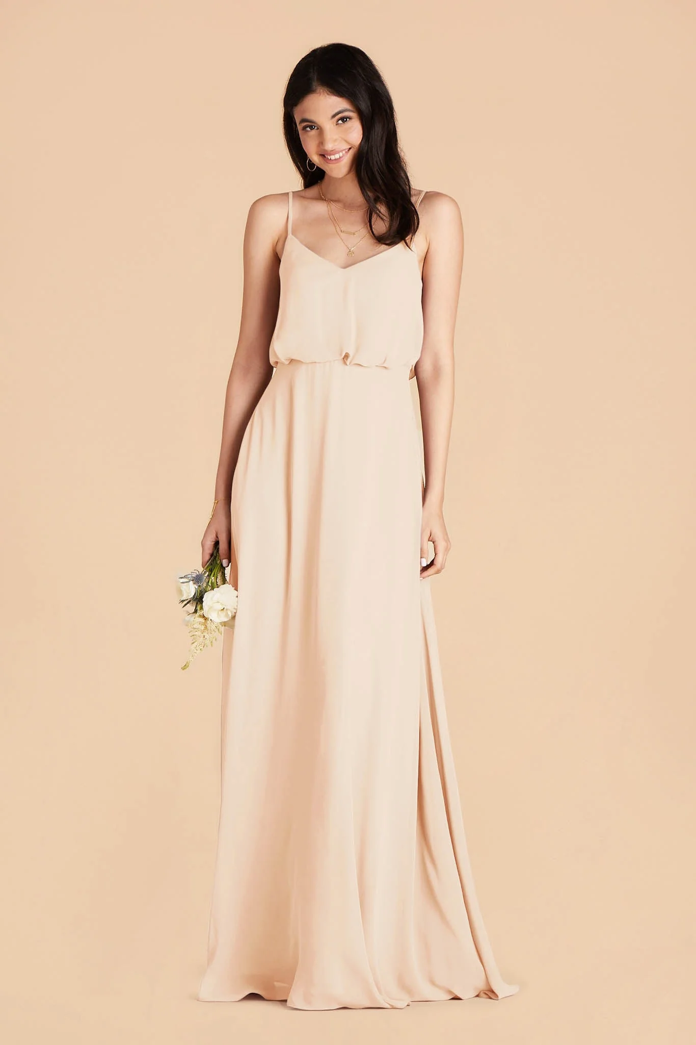Gwennie Chiffon Dress - Champagne - Image 3