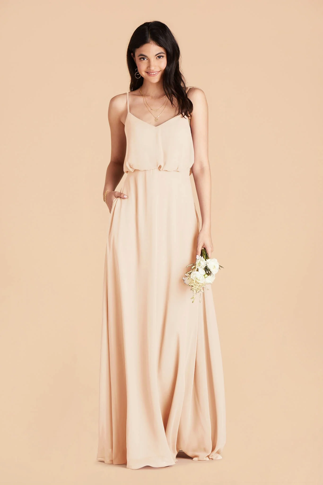 Gwennie Chiffon Dress - Champagne - Image 6