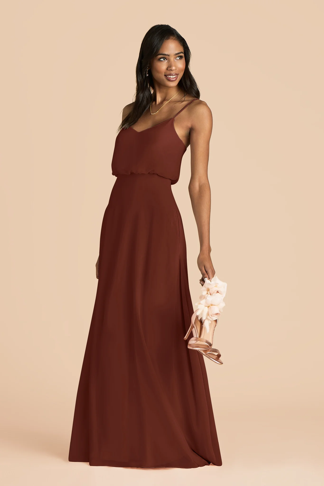 Gwennie Chiffon Dress - Cognac - Image 3