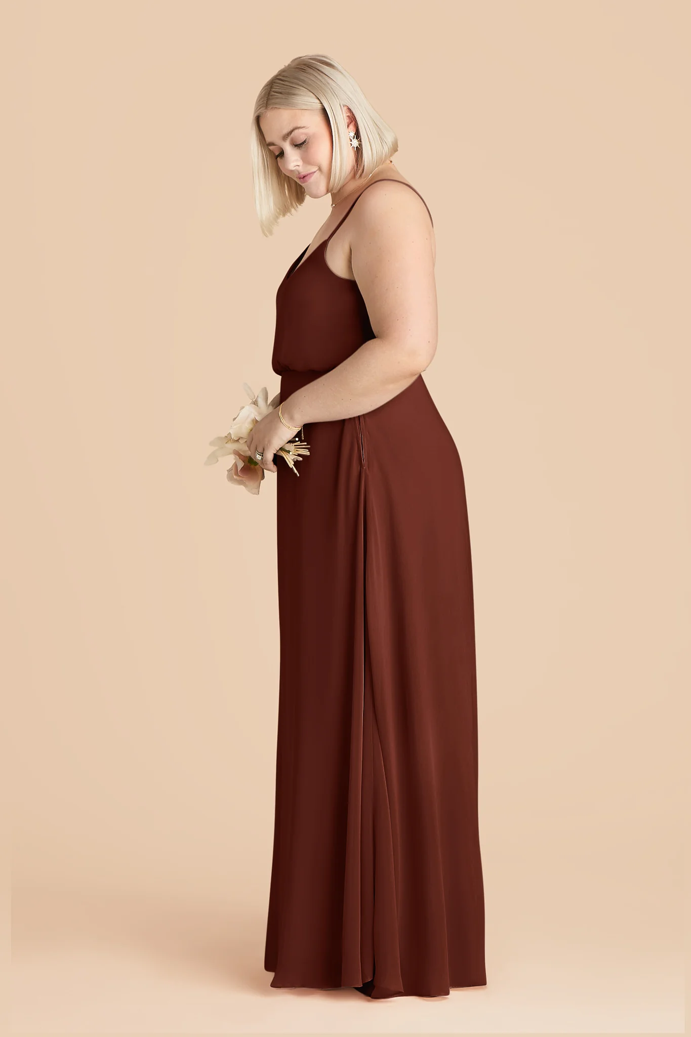 Gwennie Chiffon Dress - Cognac - Image 4