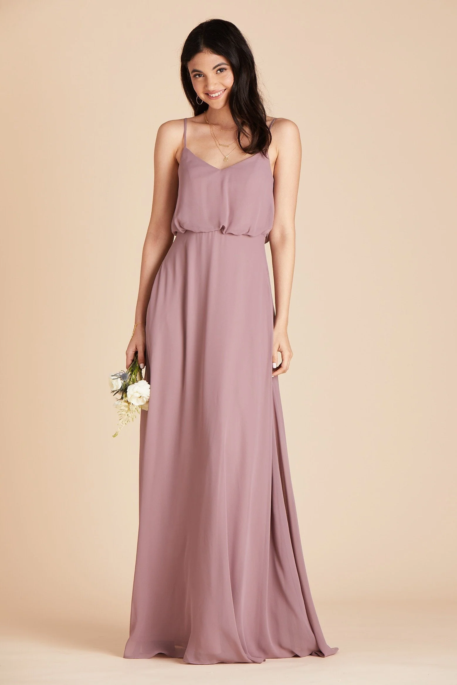 Gwennie Chiffon Dress - Dark Mauve