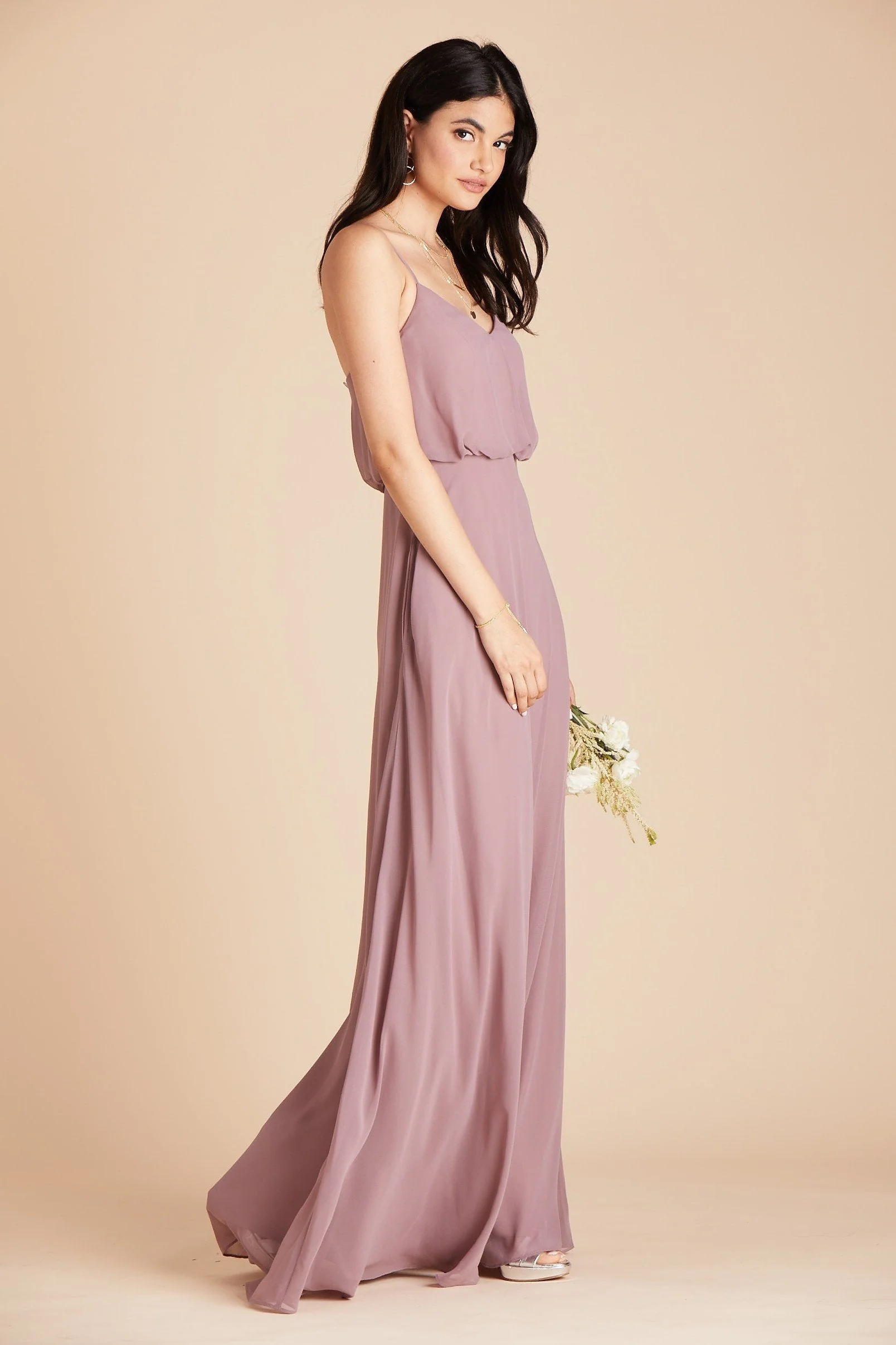 Gwennie Chiffon Dress - Dark Mauve - Image 5