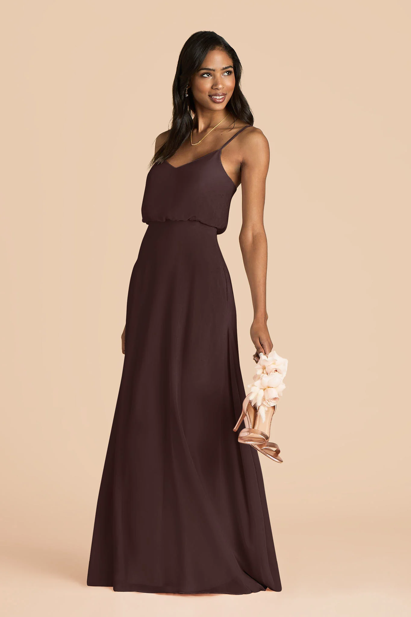 Gwennie Chiffon Dress - Espresso - Image 3