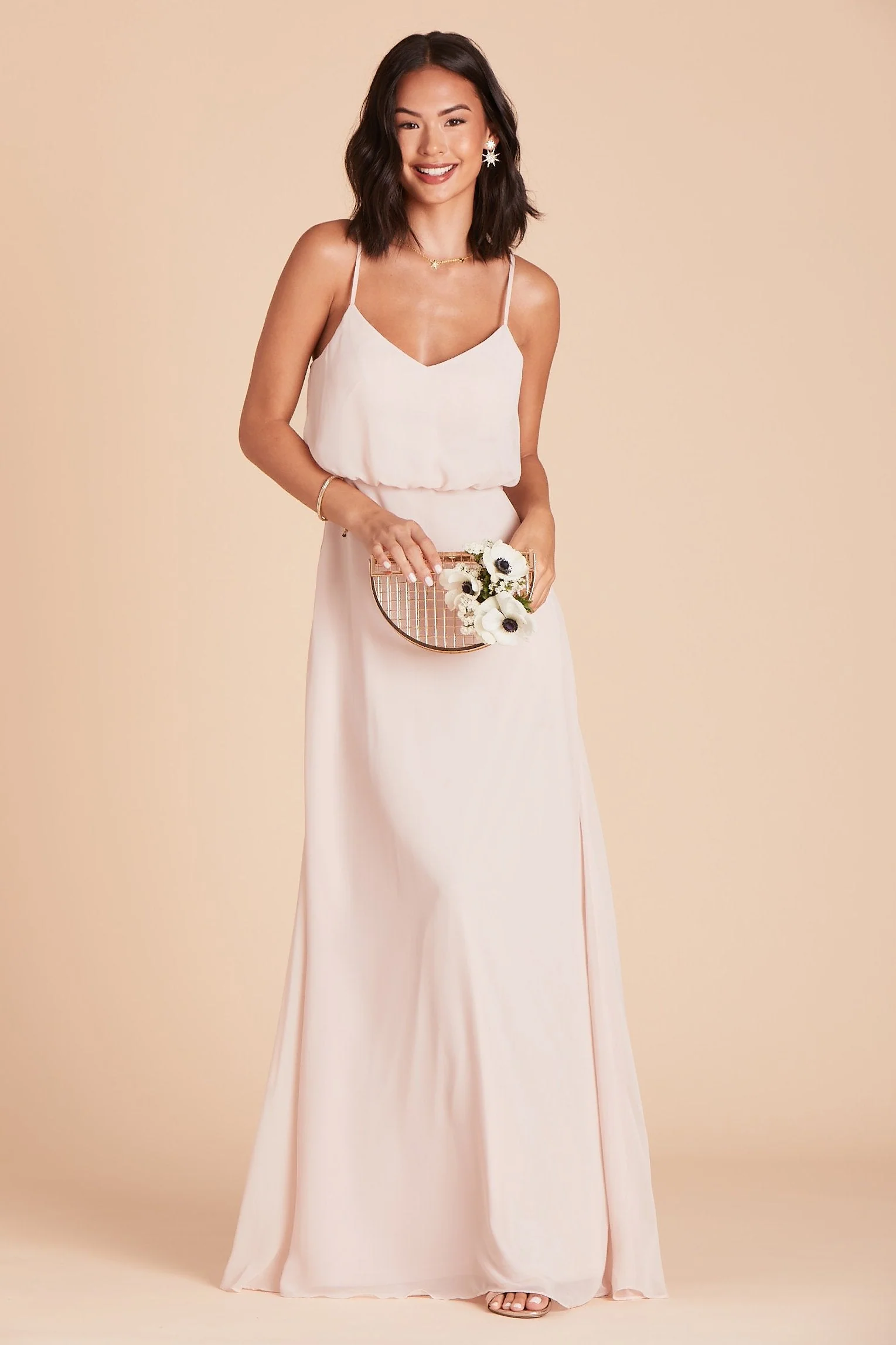 Gwennie Chiffon Dress - Pale Blush