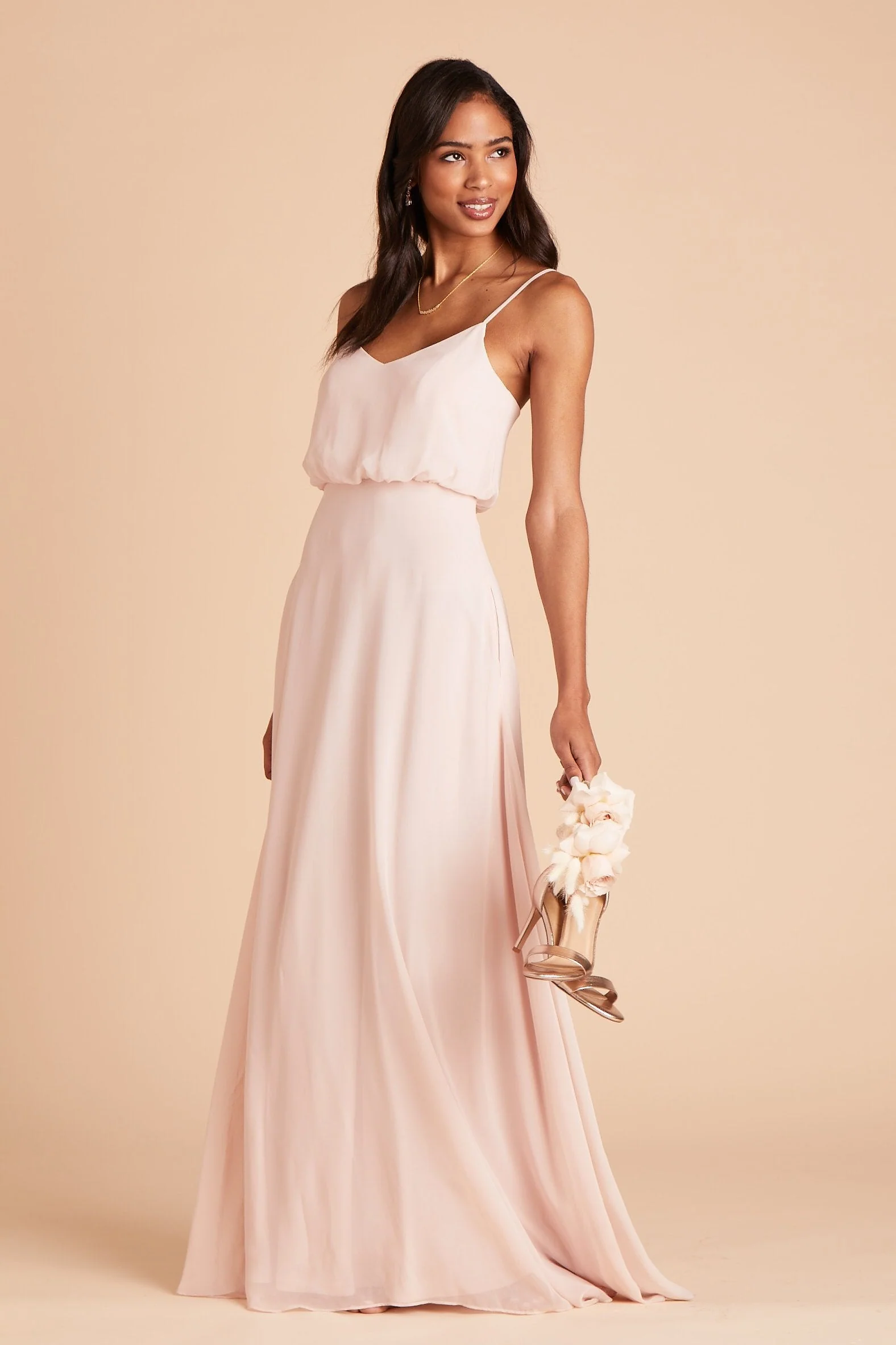 Gwennie Chiffon Dress - Pale Blush - Image 10