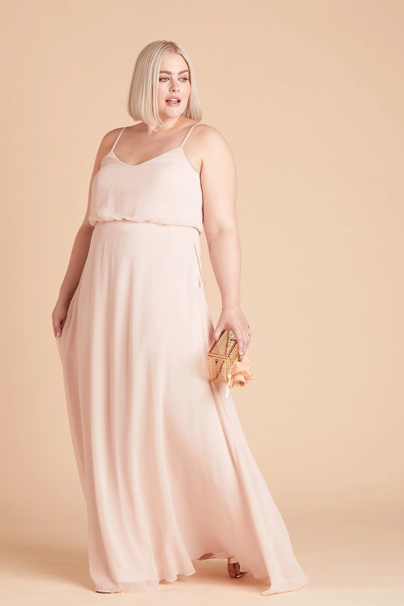 Gwennie Chiffon Dress - Pale Blush - Image 15