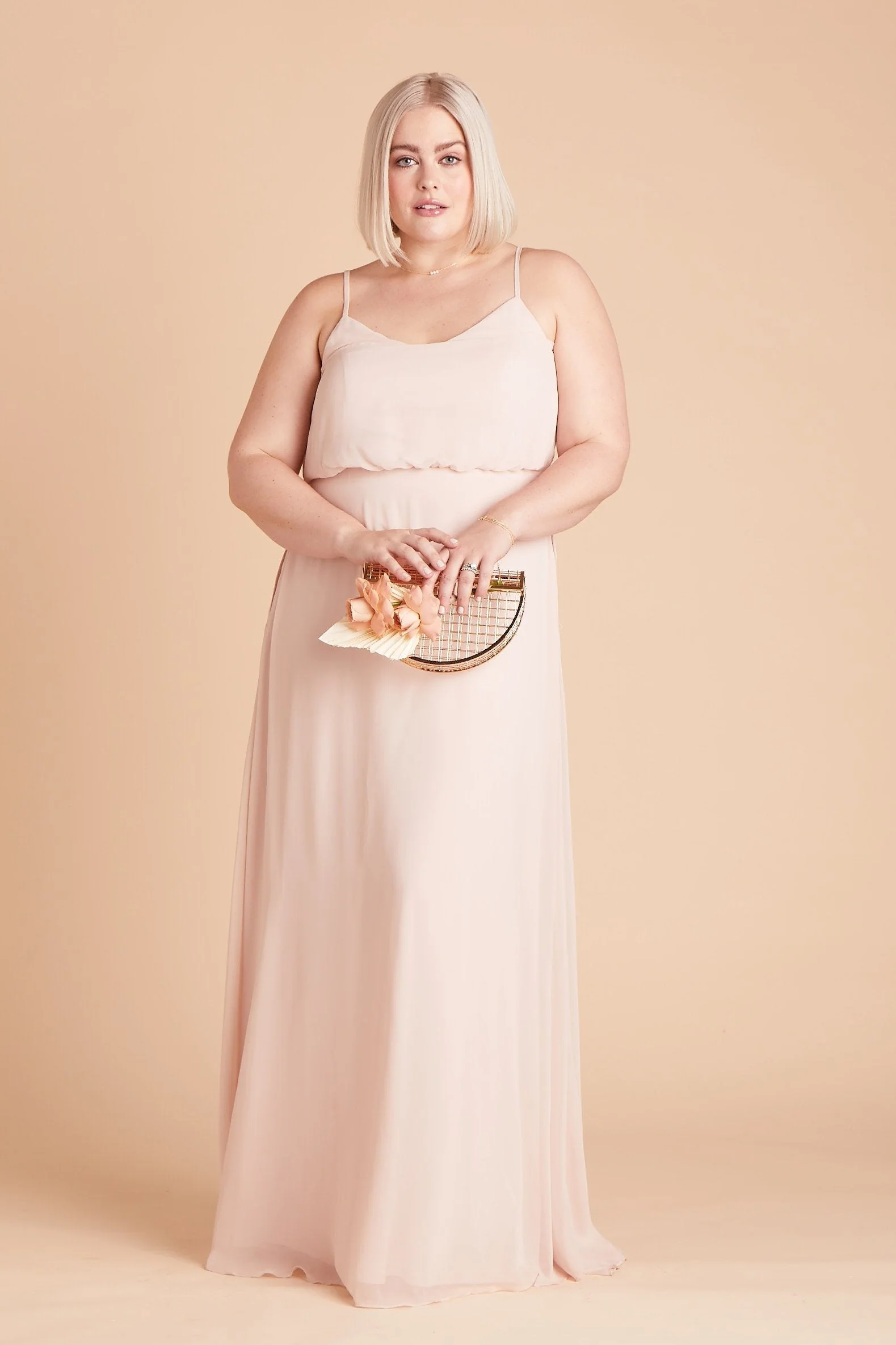 Gwennie Chiffon Dress - Pale Blush - Image 3
