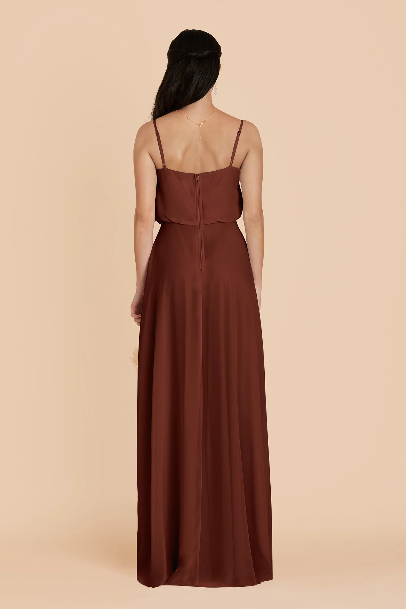 Gwennie Chiffon Dress With Slit - Cognac - Image 5